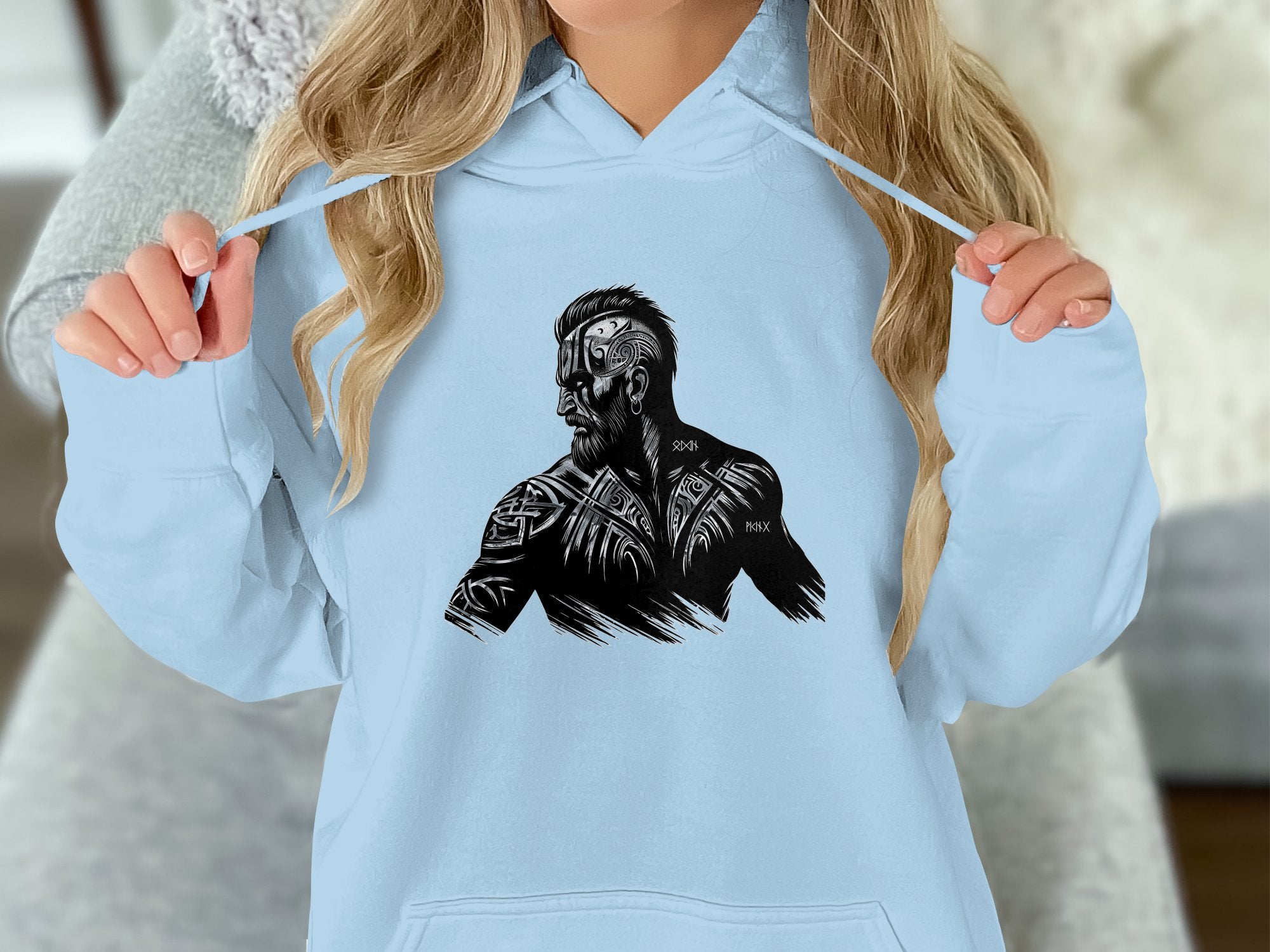 Viking Bravery - Coloured Gildan Hoodie White Norse Talisman Men Women Unisex Valhalla Tee