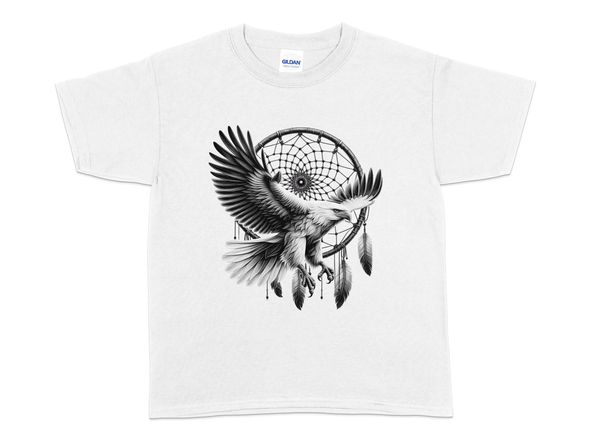 Dreamcatcher Eagle - Coloured Gildan Kids T-Shirt Realistic Native American Talisman Unisex Mythology Tee Graphic Design