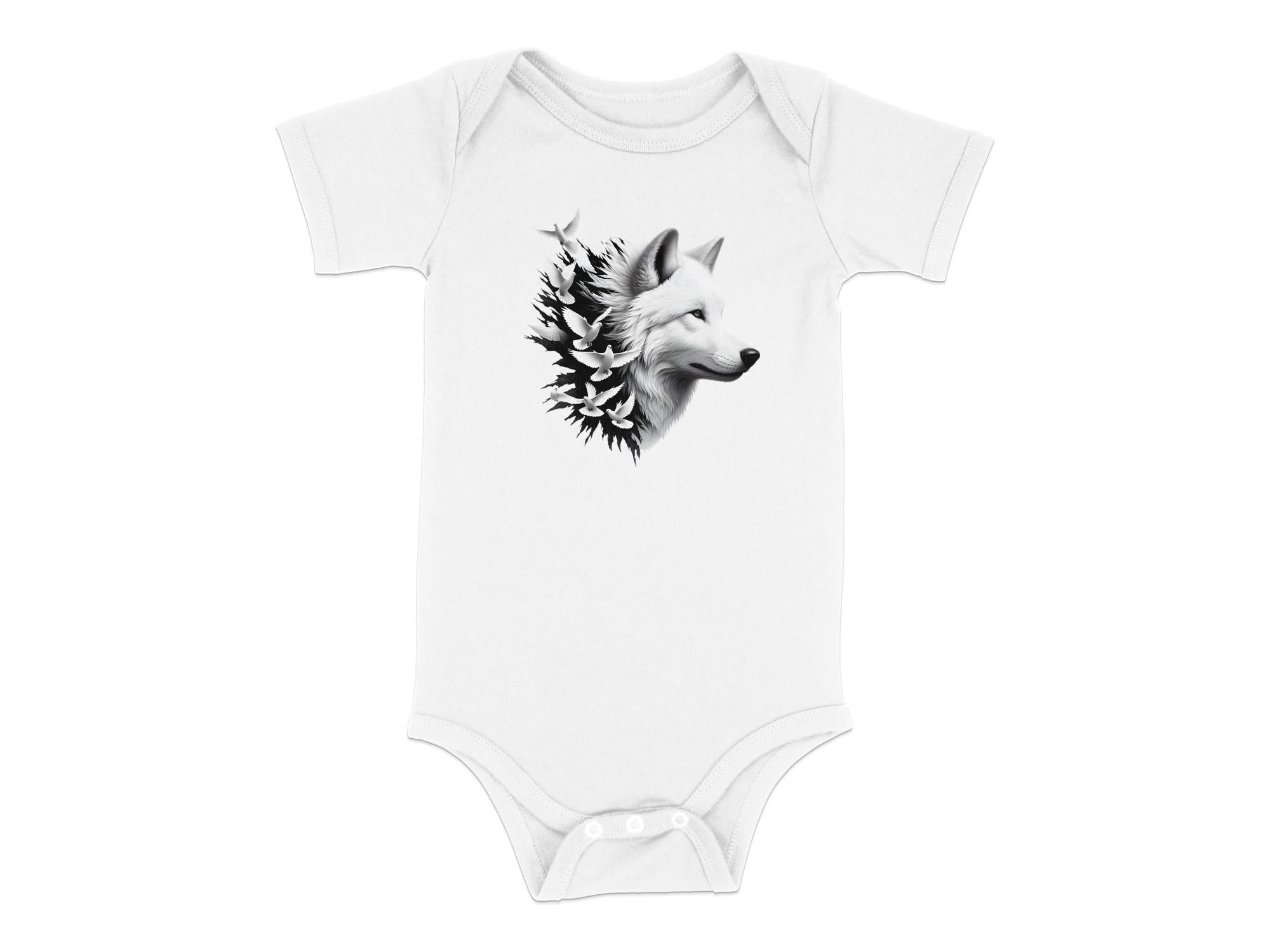 Wolf x Doves - Coloured Toddler Bodysuit Realistic Animal Talisman Unisex Tee Graphic Design