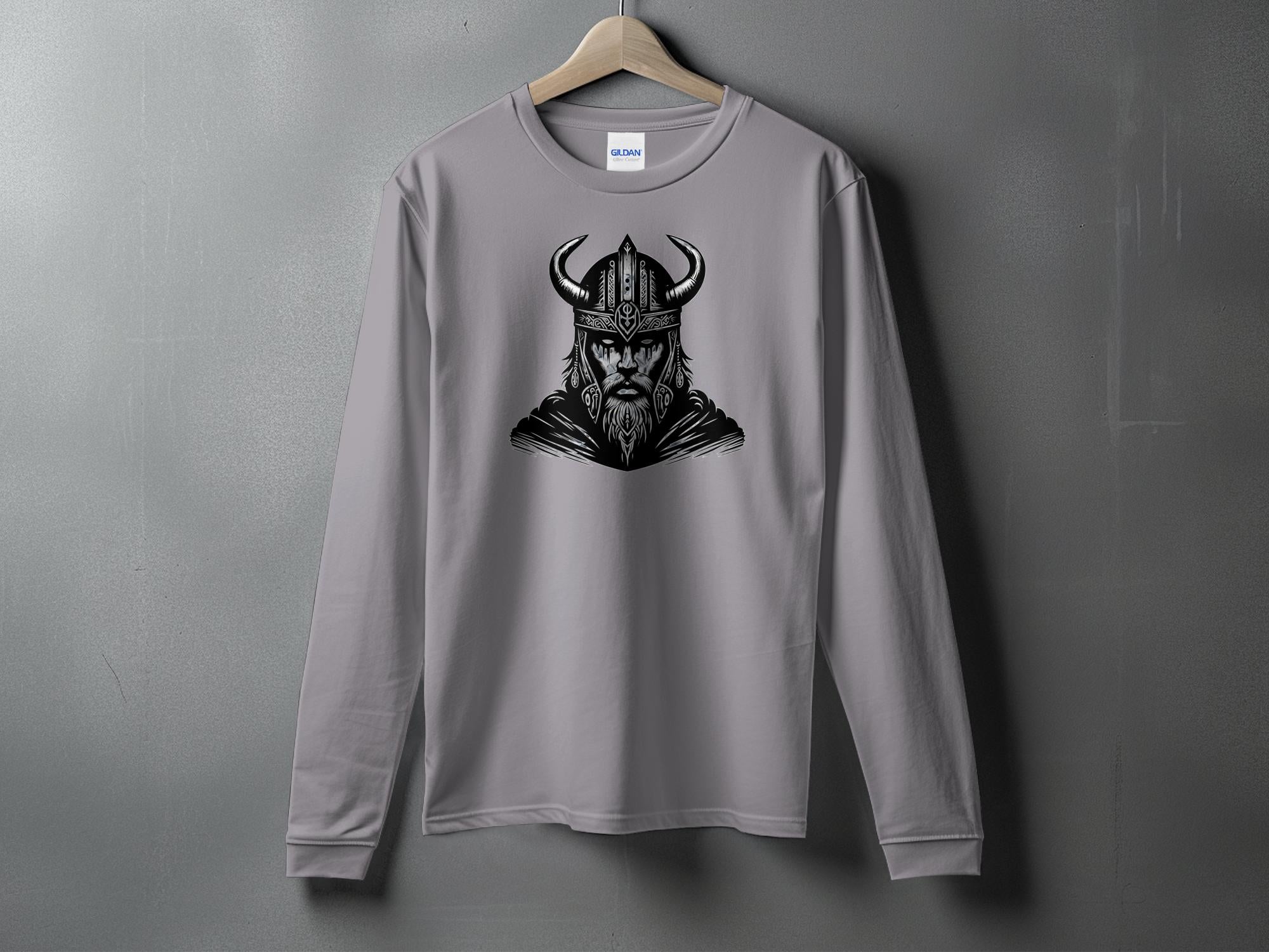 Viking Iron Will - Coloured Gildan Long Sleeve Realistic Norse Talisman Men Women Unisex Valhalla Tee Graphic Design