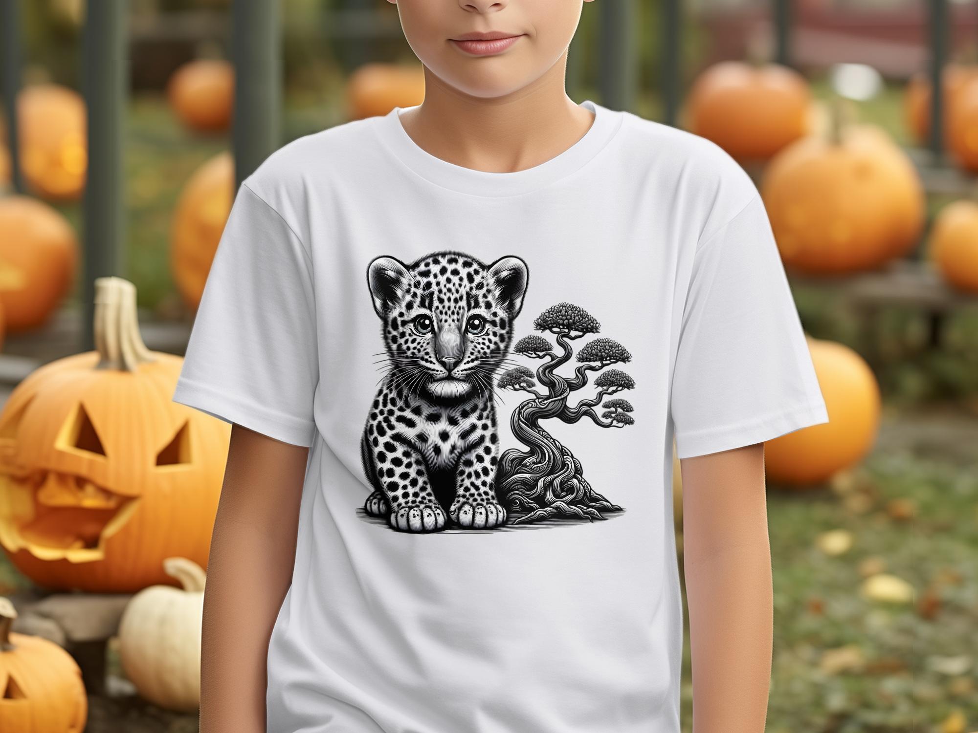 Leopard Bonsai - Coloured Gildan Kids T-Shirt Realistic Animal Talisman Unisex Cute Tee Graphic Design