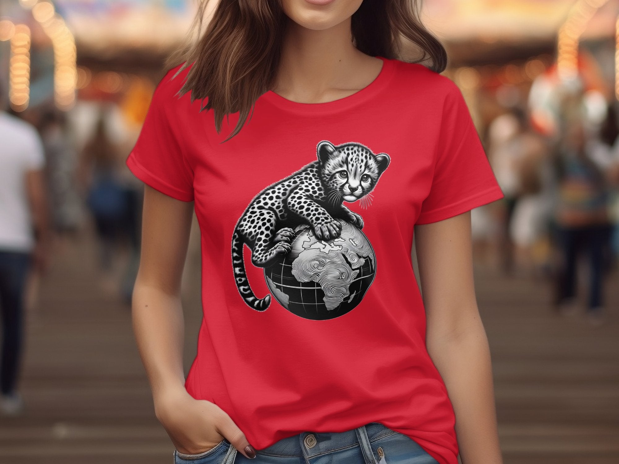 Cheetah World - Coloured Gildan T-Shirt Realistic Animal Talisman Unisex Cute Tee Graphic Design