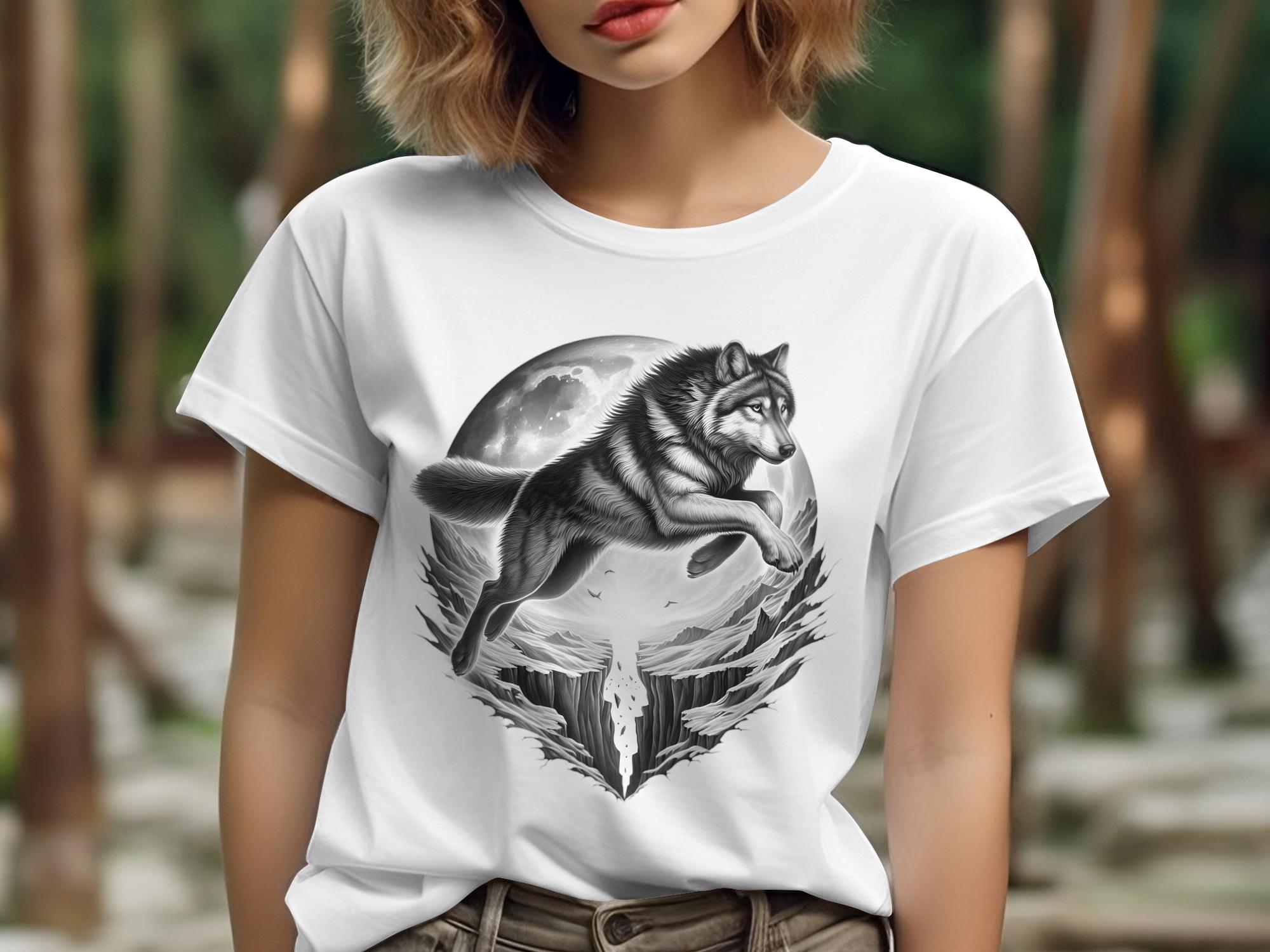 Moon Wolf - Coloured Gildan T-Shirt Realistic Animal Talisman Unisex Mythology Tee Graphic Design