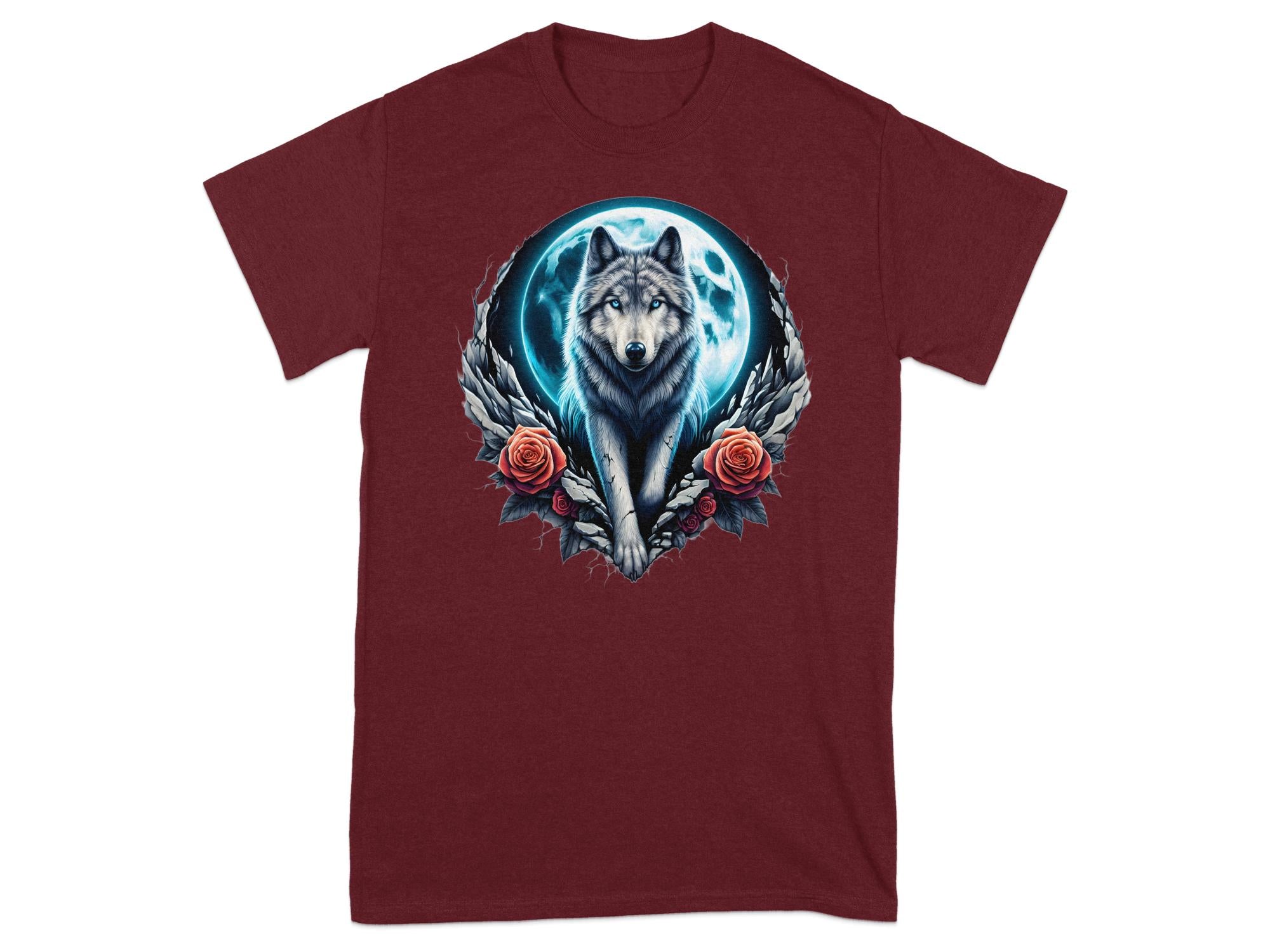 Moon Wolf - T-Shirt Realistic Full Colour Animal Talisman Unisex Mythology Tee Gildan Graphic Design