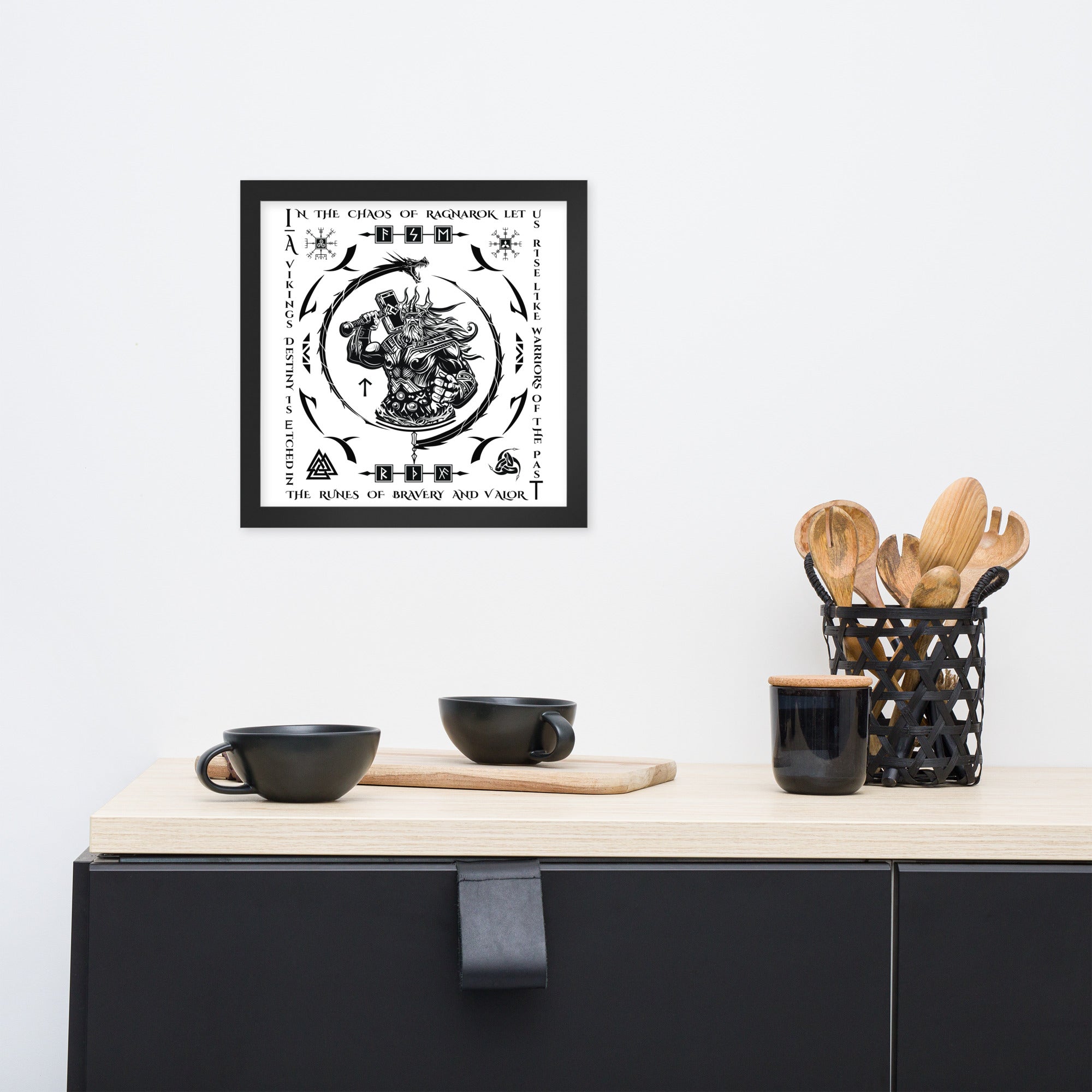 Black Framed Poster Viking Chaos Talisman Inspired Design