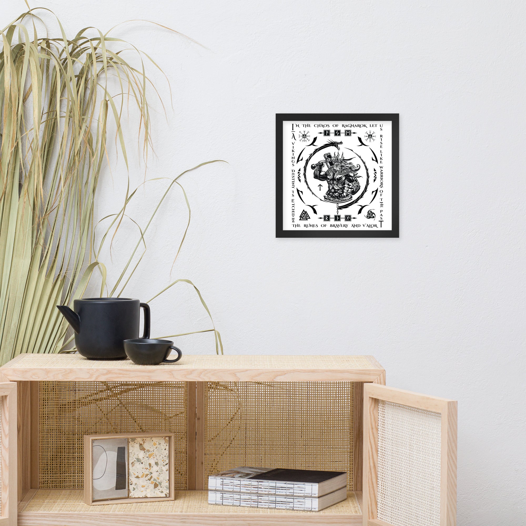 Black Framed Poster Viking Chaos Talisman Inspired Design