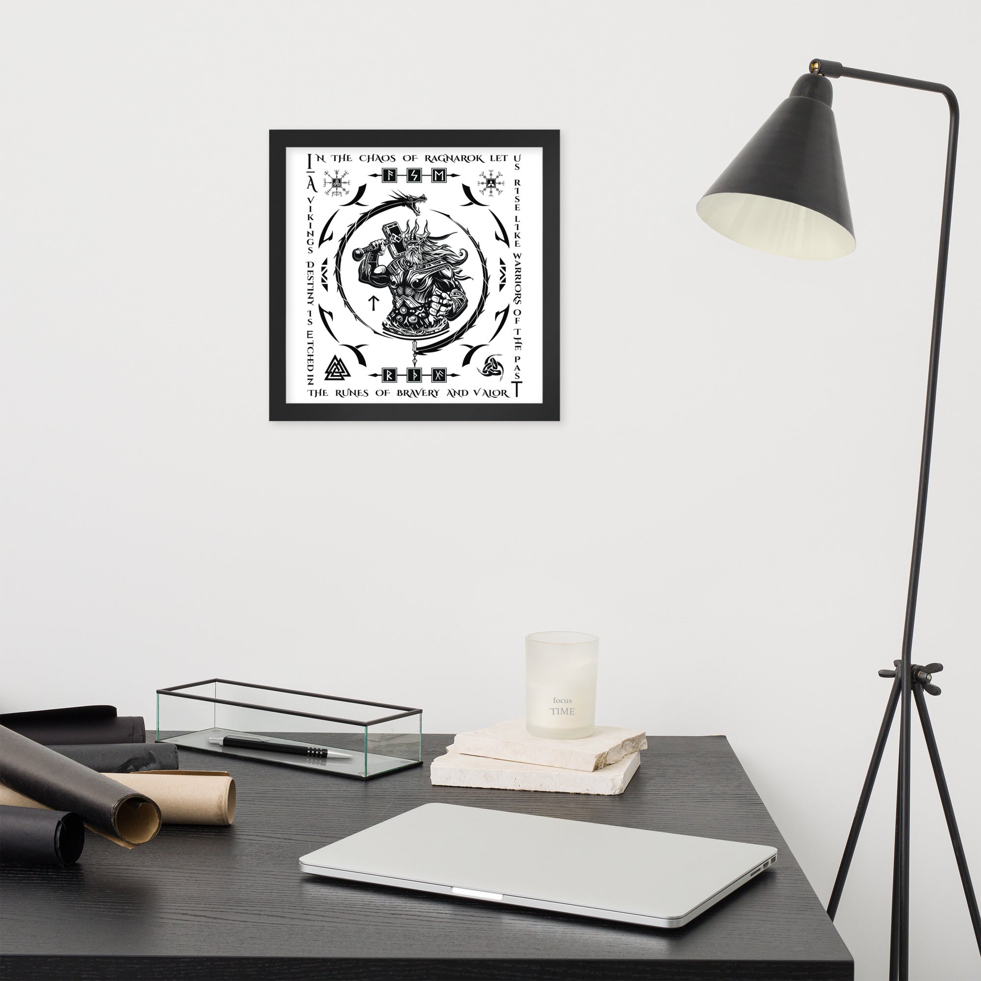 Black Framed Poster Viking Chaos Talisman Inspired Design