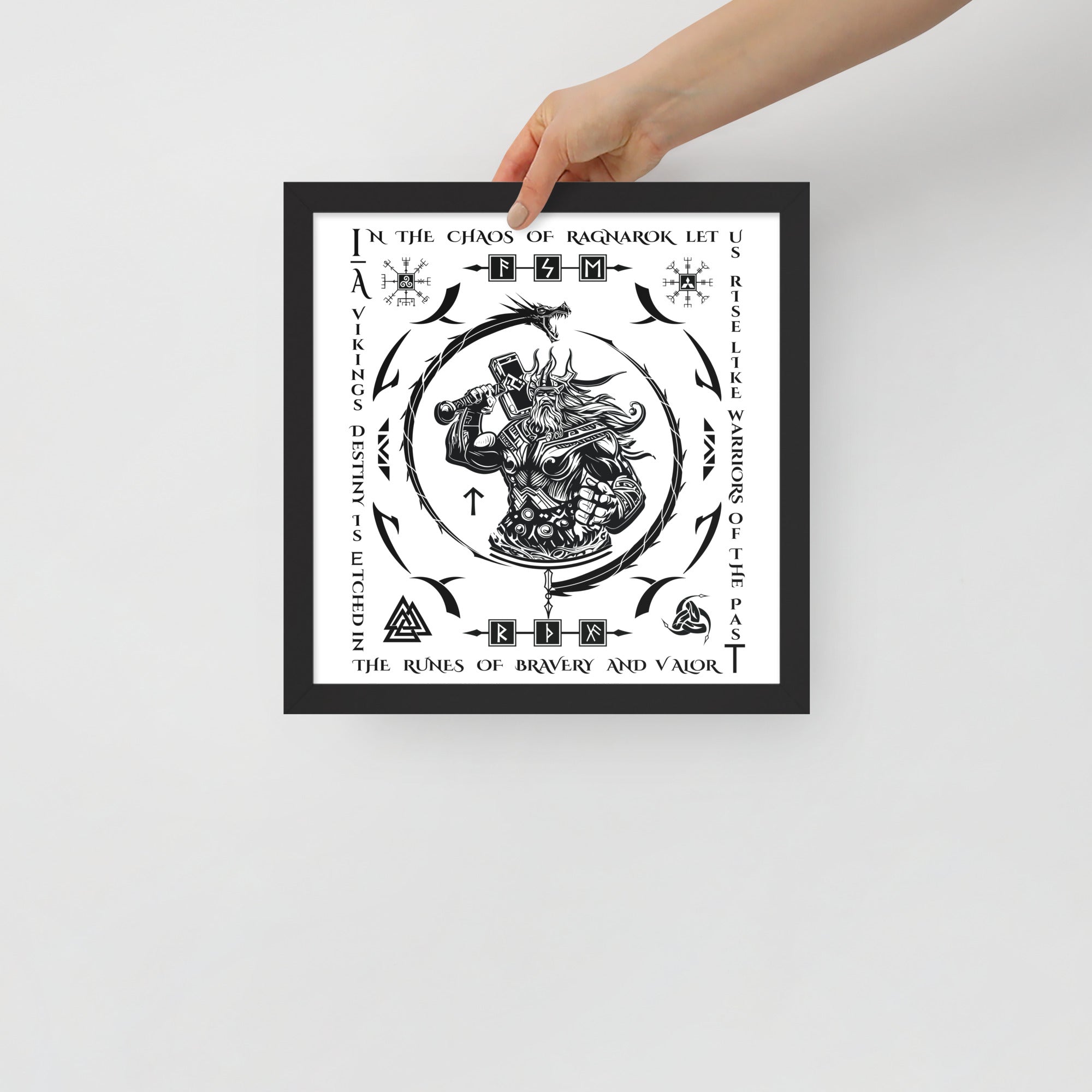 Black Framed Poster Viking Chaos Talisman Inspired Design