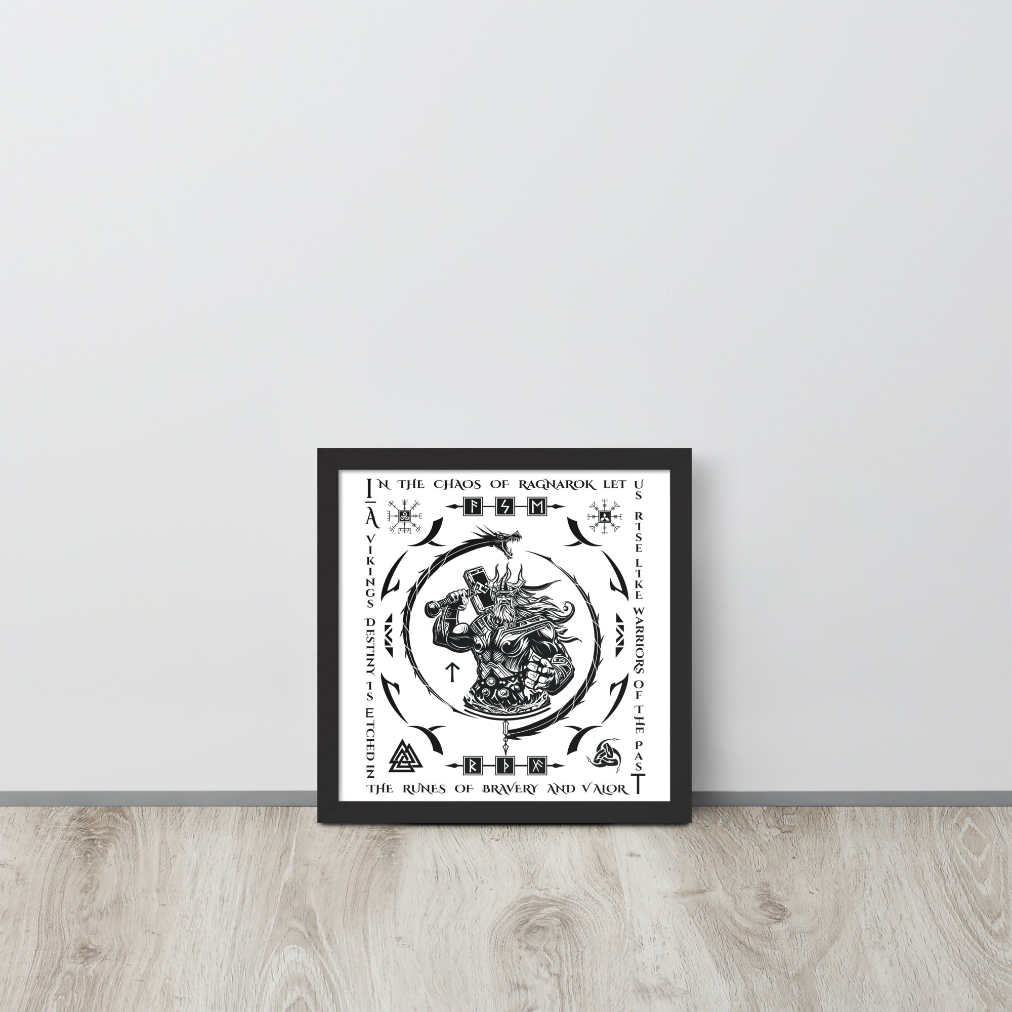 Black Framed Poster Viking Chaos Talisman Inspired Design