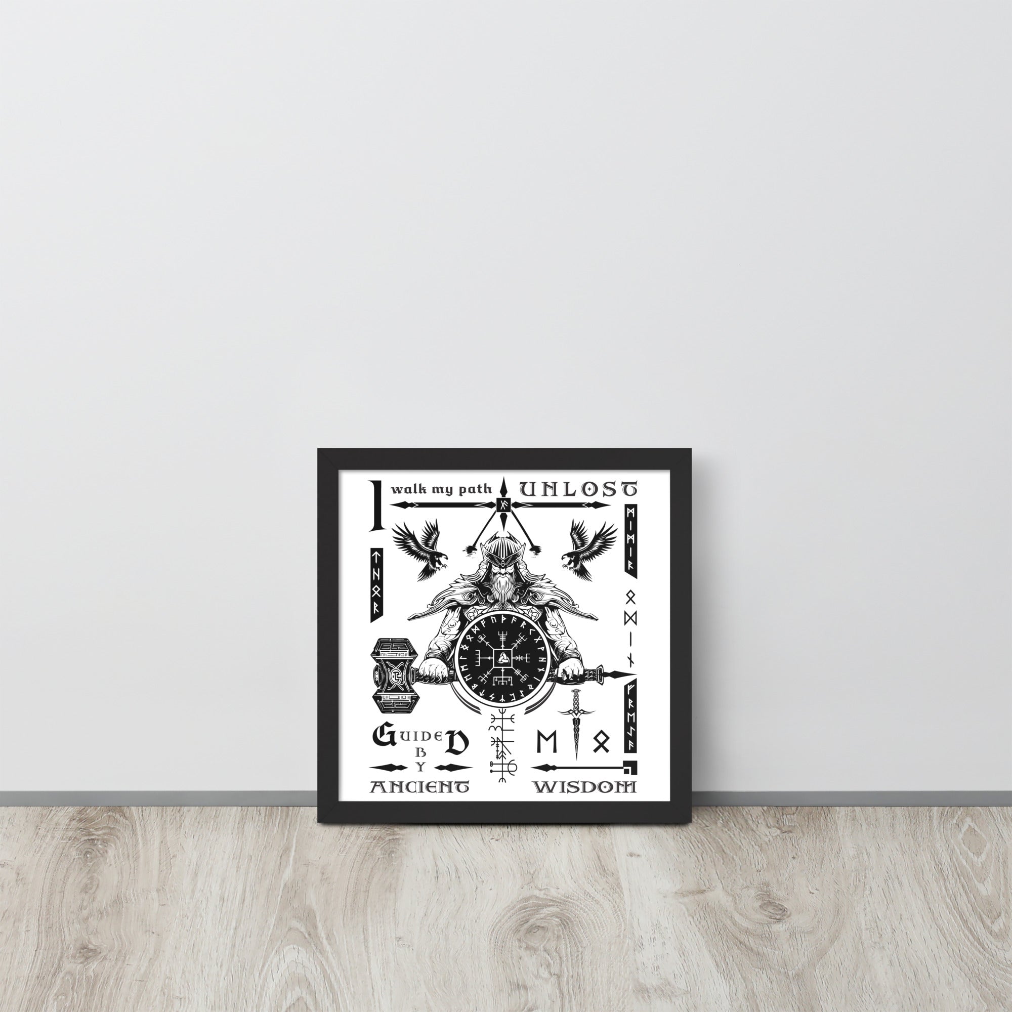 Black Framed Poster Viking Compass Viking Talisman Inspired Design