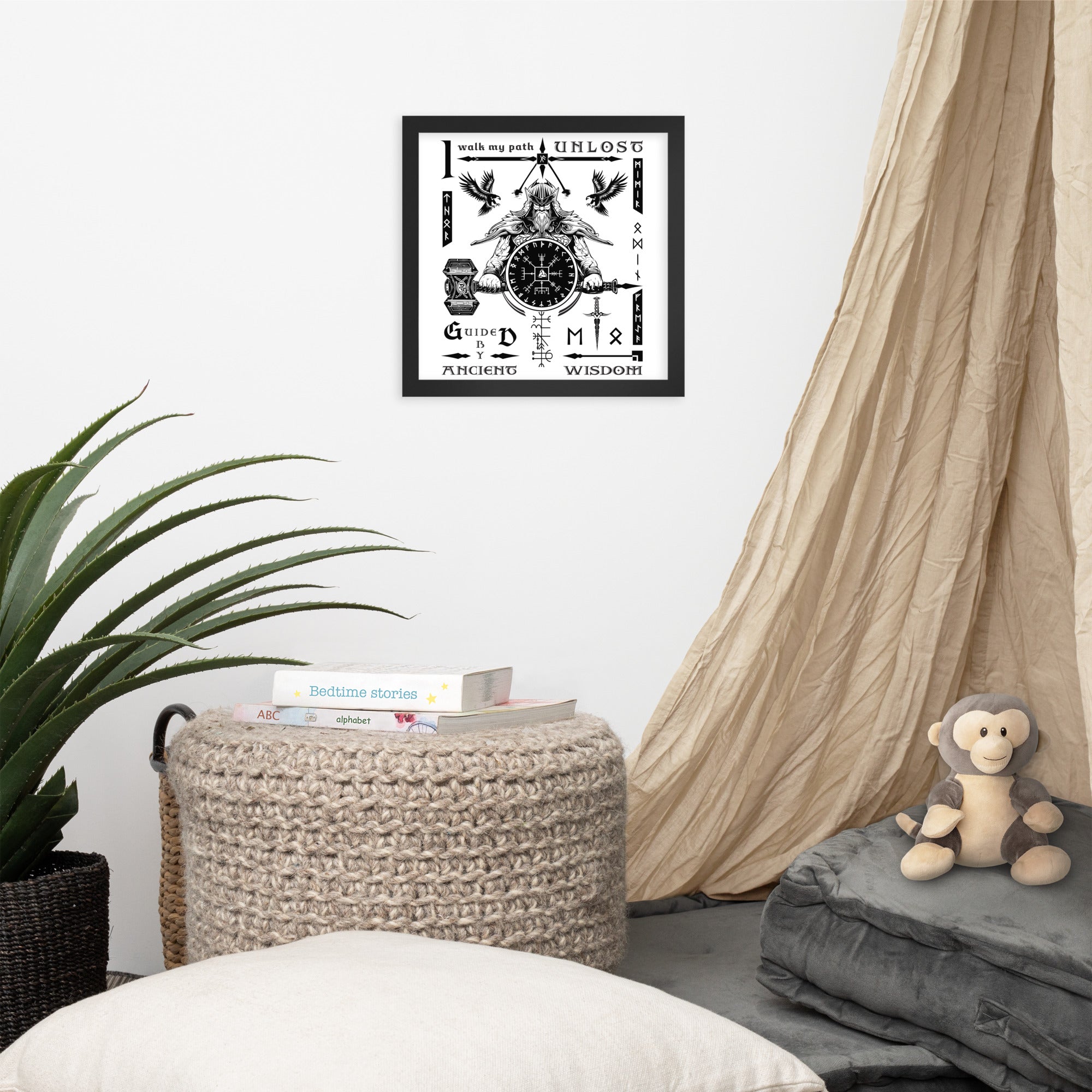 Black Framed Poster Viking Compass Viking Talisman Inspired Design