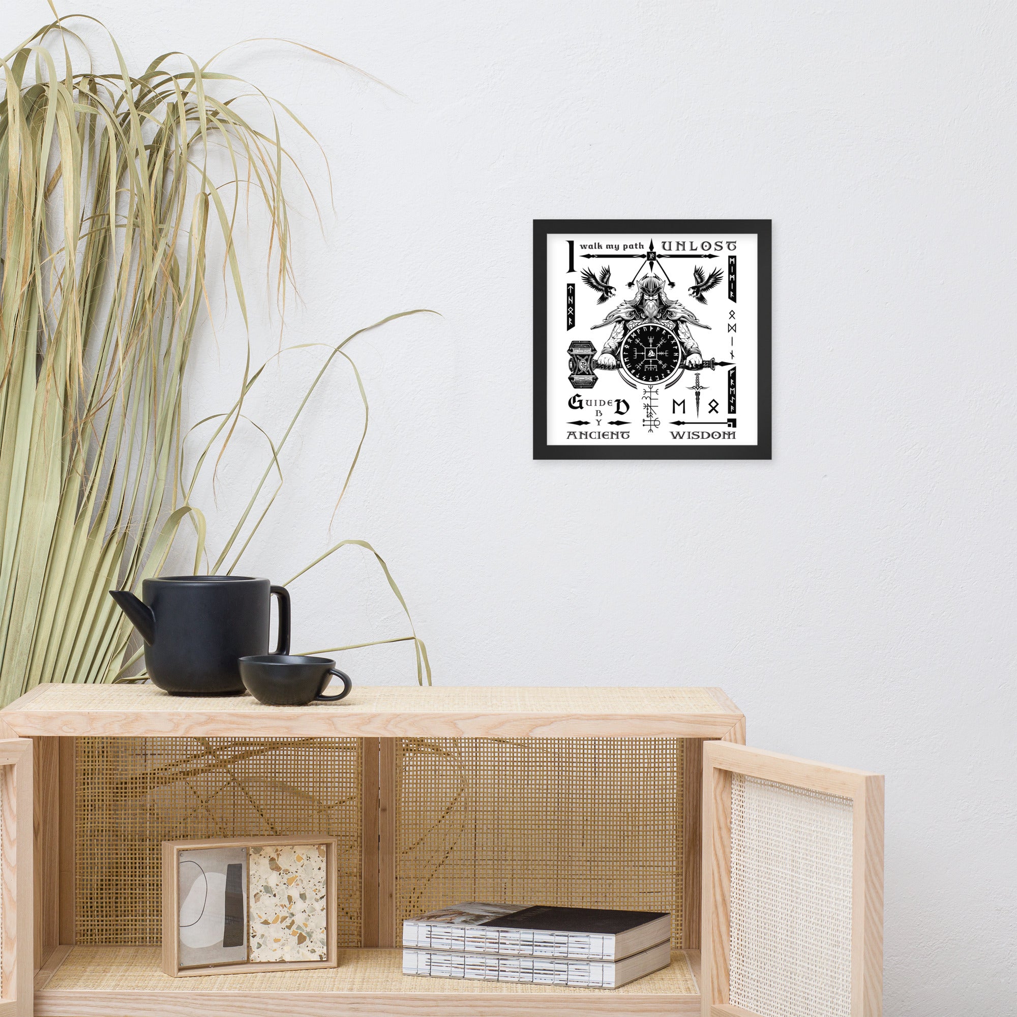 Black Framed Poster Viking Compass Viking Talisman Inspired Design