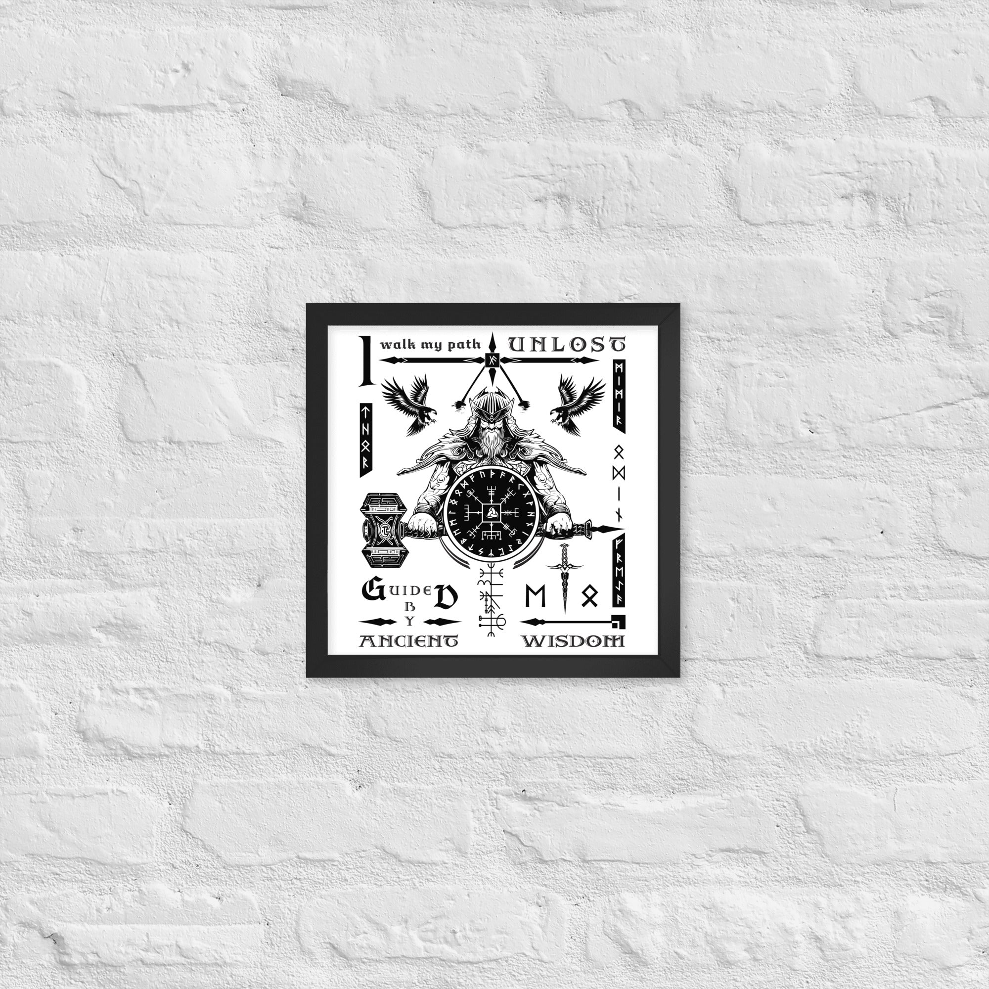 Black Framed Poster Viking Compass Viking Talisman Inspired Design