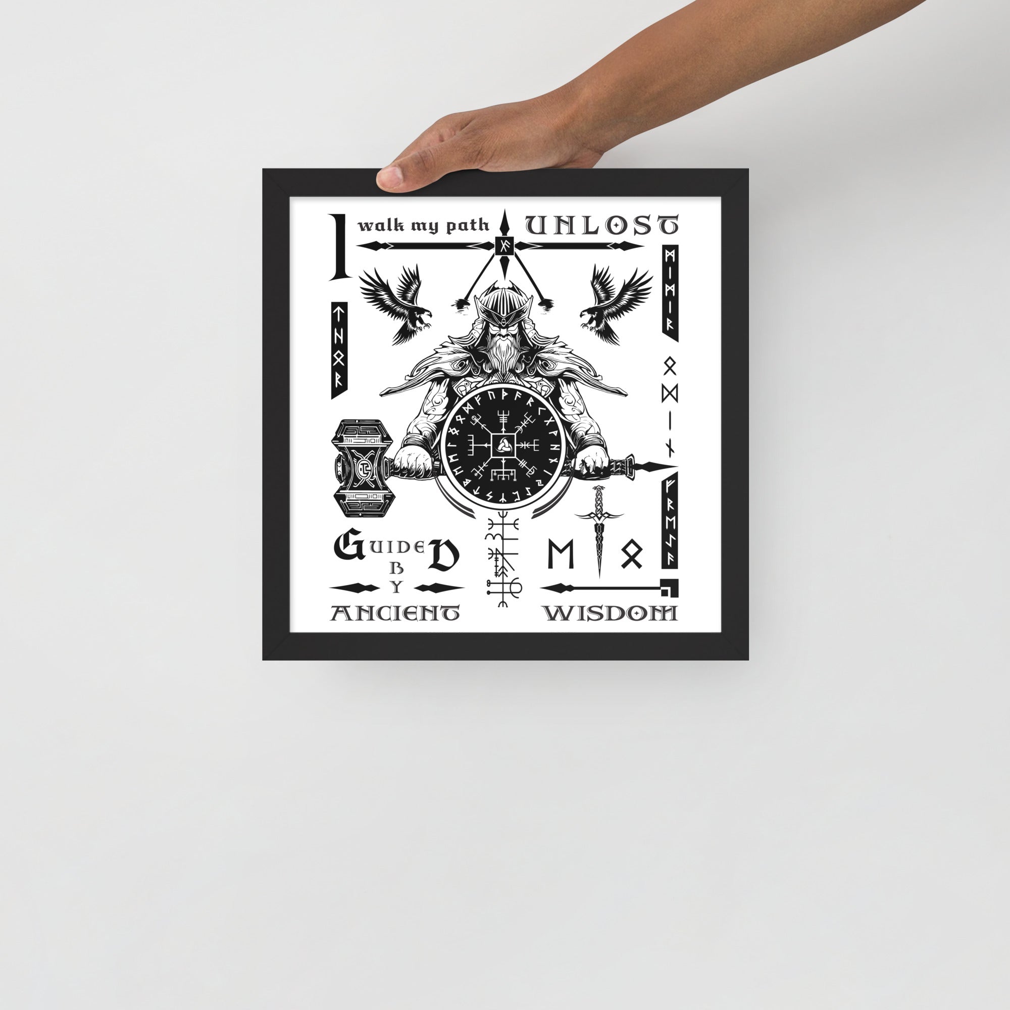 Black Framed Poster Viking Compass Viking Talisman Inspired Design