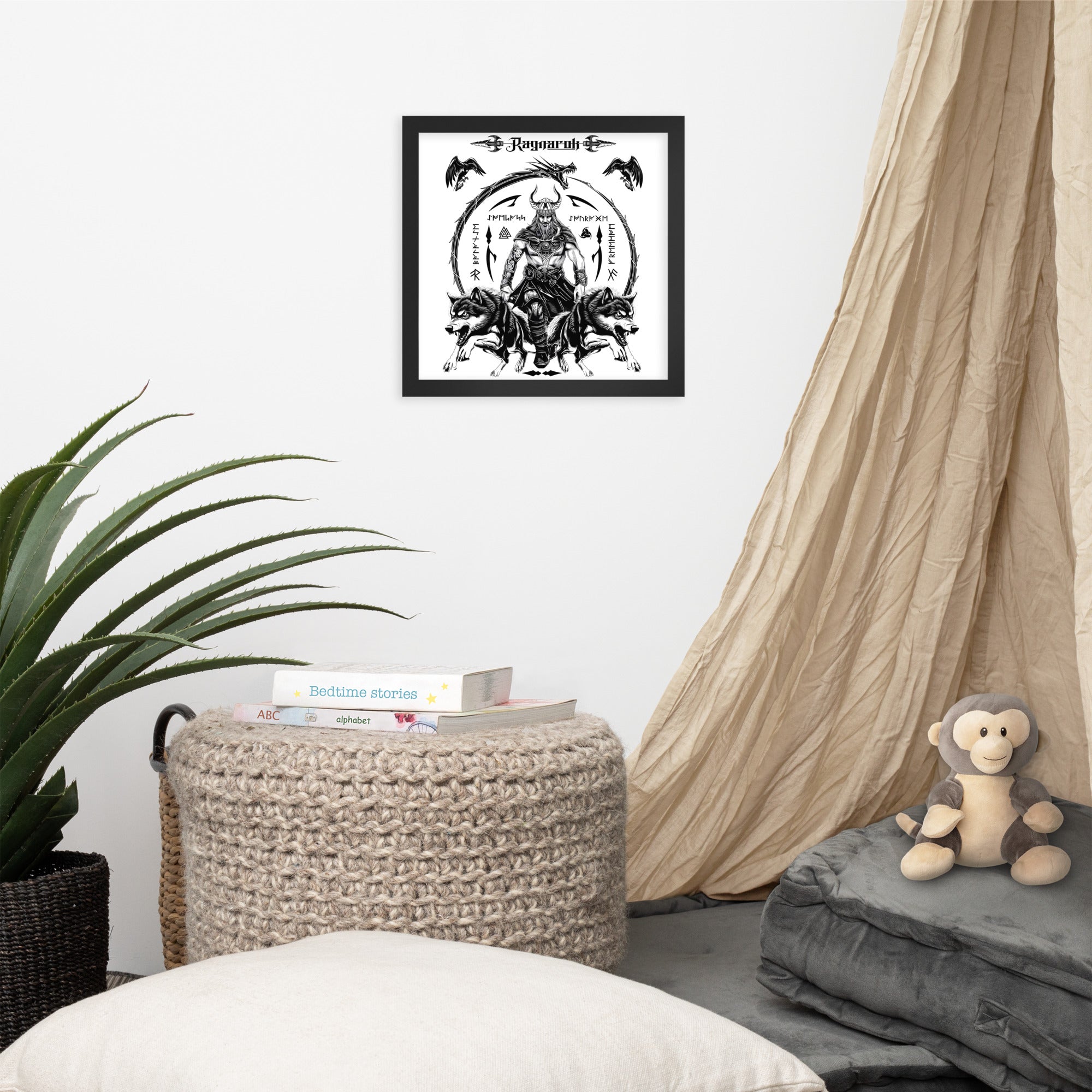 Black Framed Poster Viking Ragnarok Talisman Inspired Design