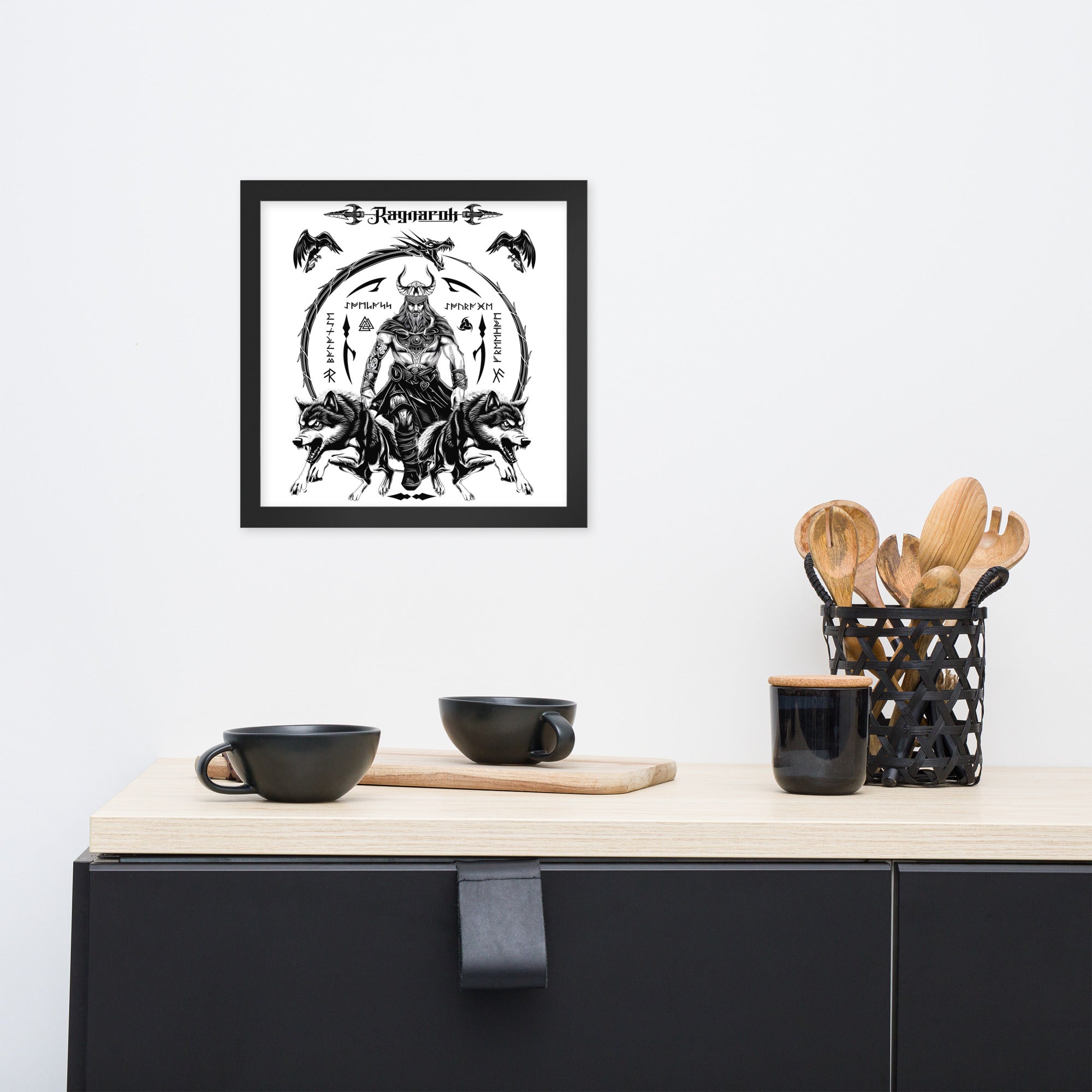 Black Framed Poster Viking Ragnarok Talisman Inspired Design