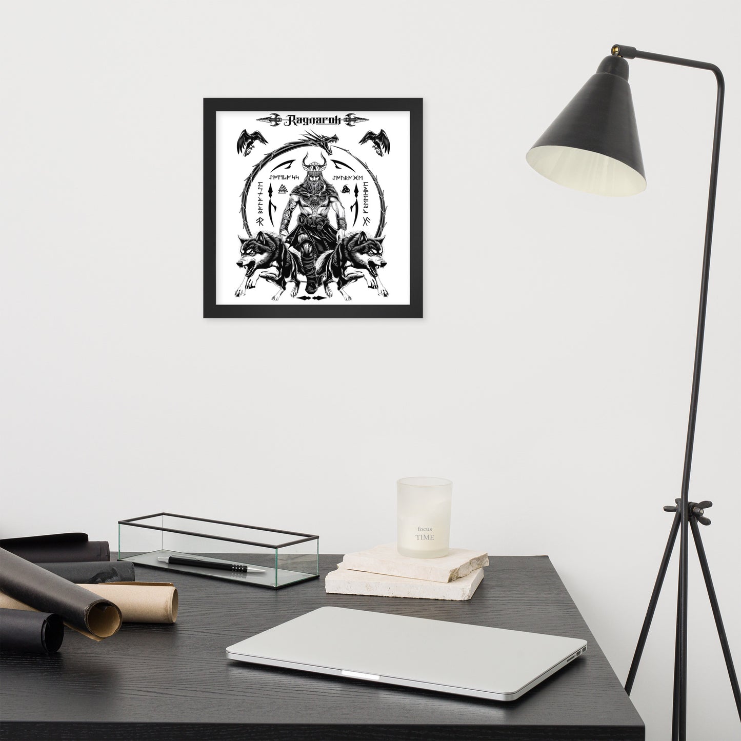 Black Framed Poster Viking Ragnarok Talisman Inspired Design