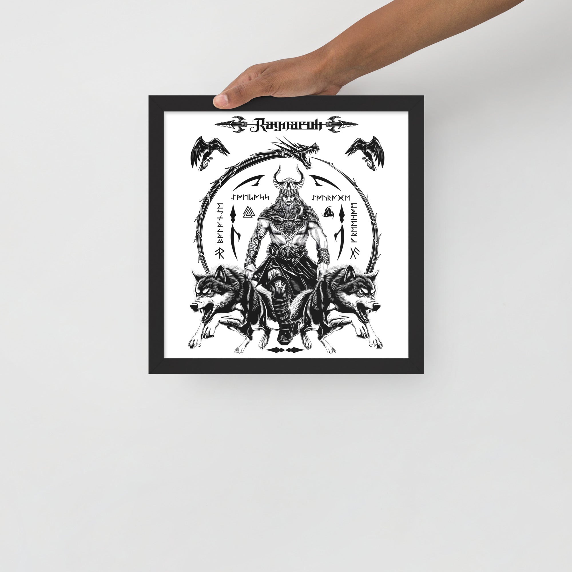 Black Framed Poster Viking Ragnarok Talisman Inspired Design