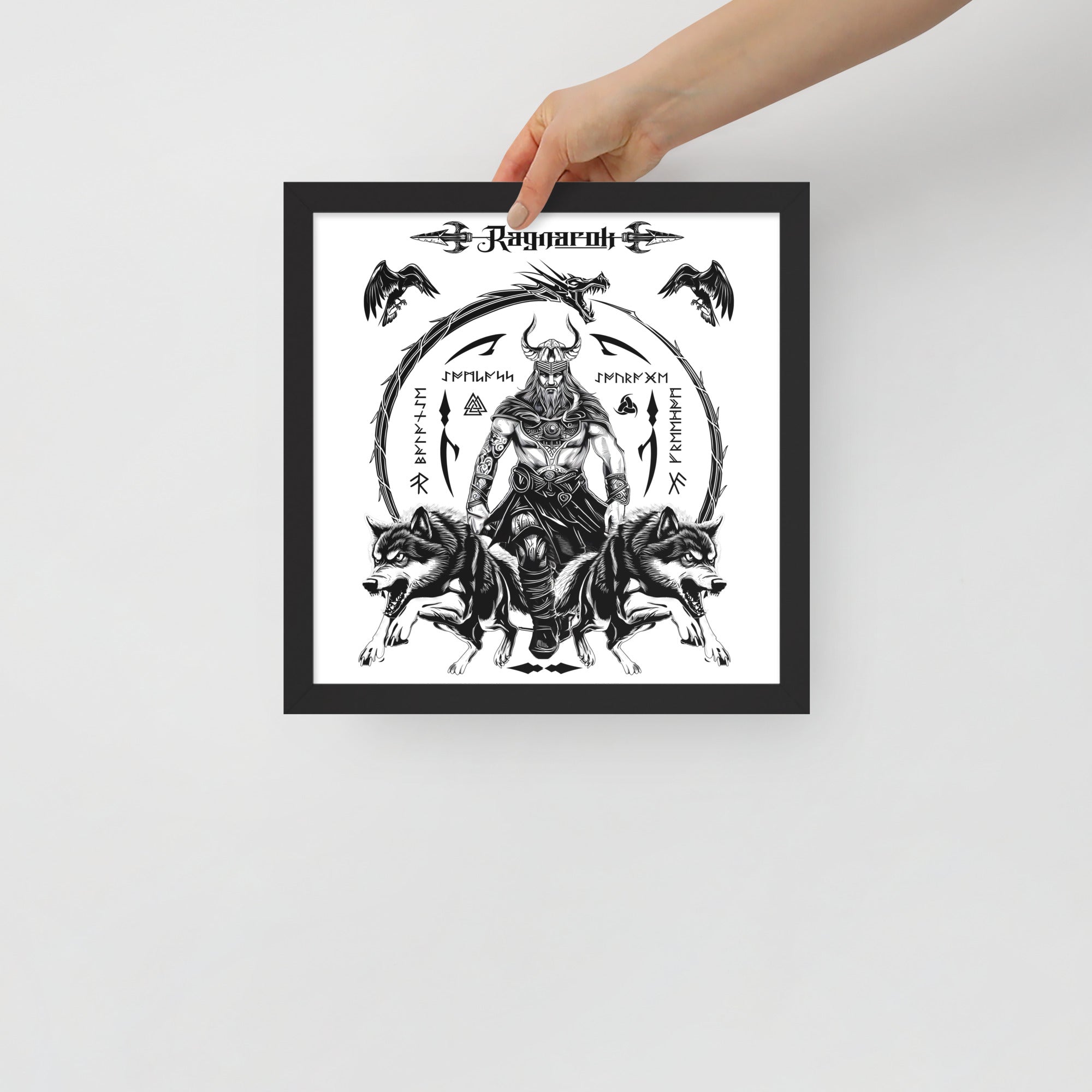 Black Framed Poster Viking Ragnarok Talisman Inspired Design