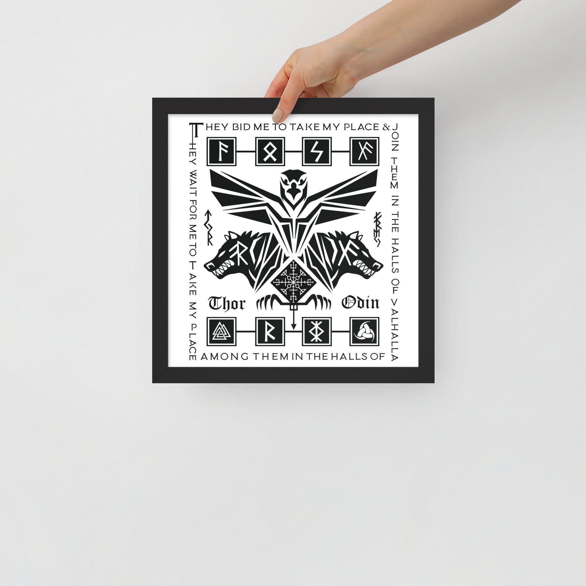 Black Framed Poster Odins’ Guardians Viking Talisman Inspired Design