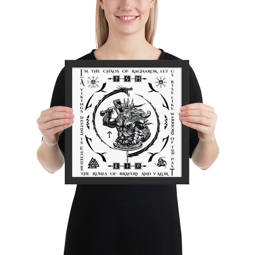 Black Framed Poster Viking Chaos Talisman Inspired Design