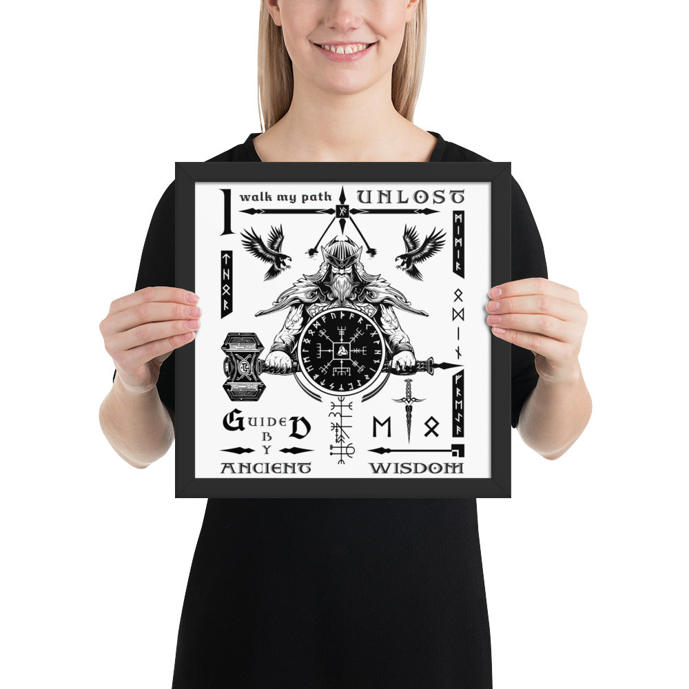 Black Framed Poster Viking Compass Viking Talisman Inspired Design