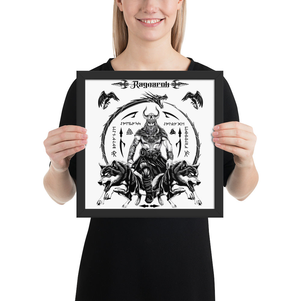 Black Framed Poster Viking Ragnarok Talisman Inspired Design