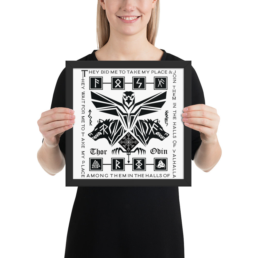 Black Framed Poster Odins’ Guardians Viking Talisman Inspired Design