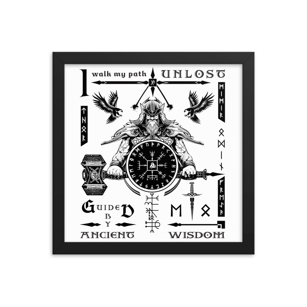 Black Framed Poster Viking Compass Viking Talisman Inspired Design