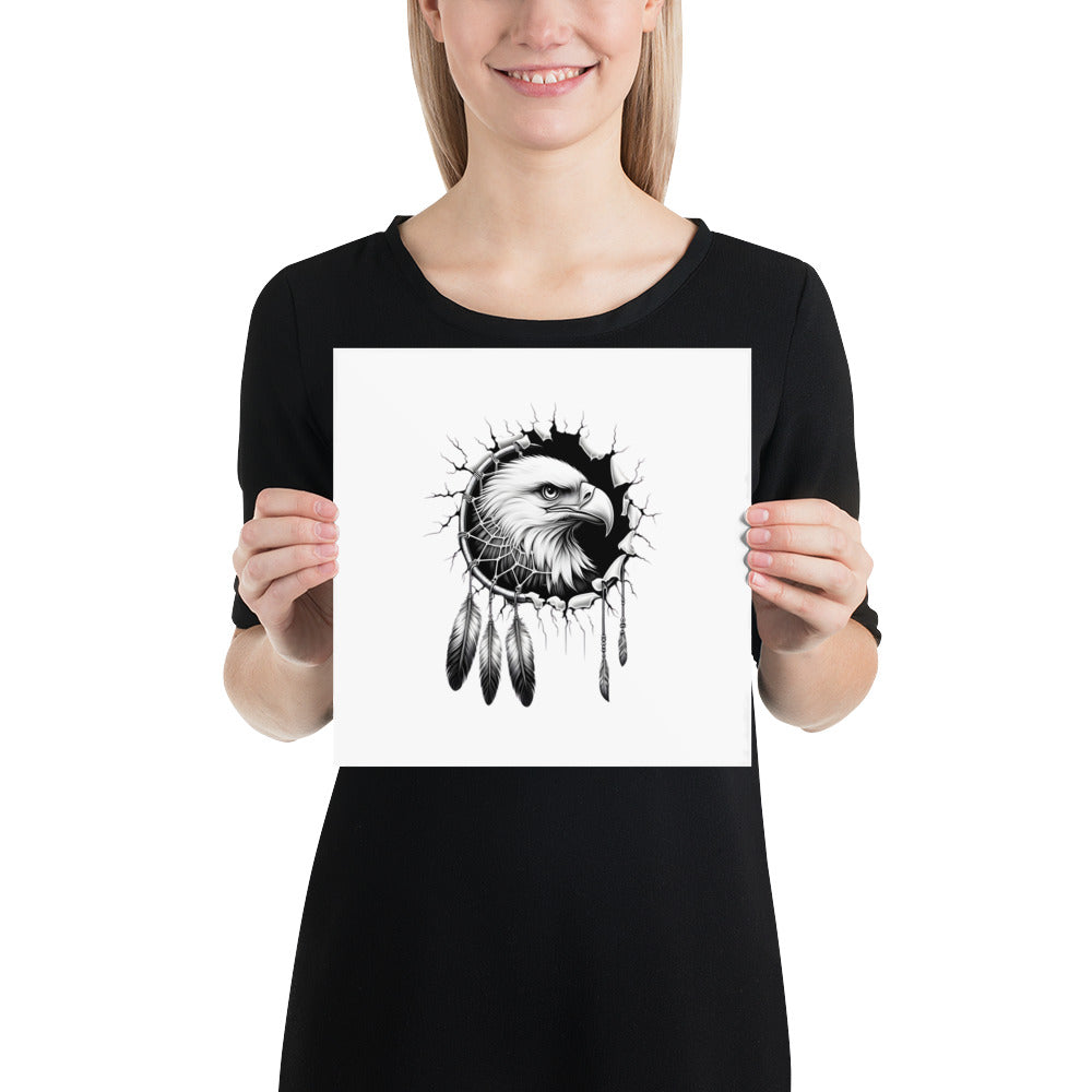 Dreamcatcher Eagle - Framed Poster Realistic Native American Talisman Mythology Graphic Design