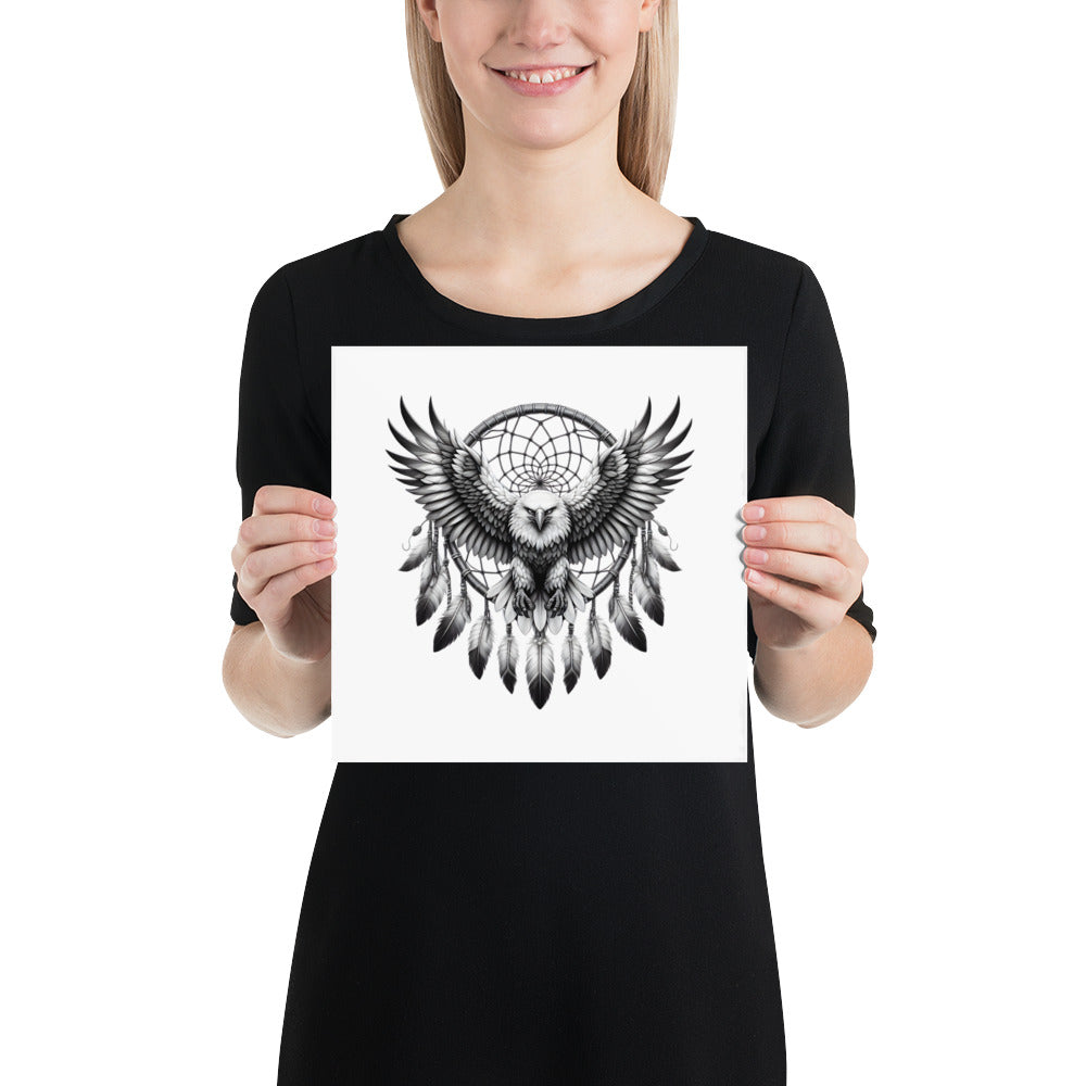 Dreamcatcher Eagle - Framed Poster Realistic Native American Talisman Mythology Graphic Design