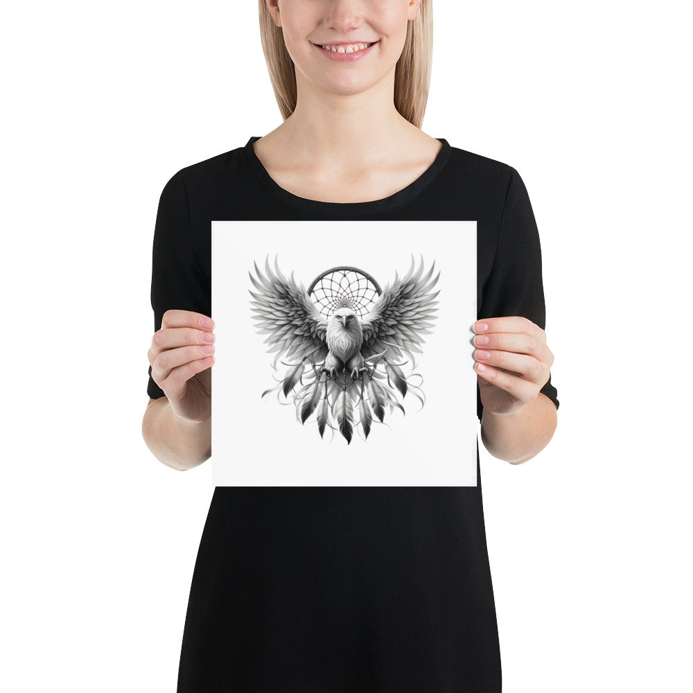 Dreamcatcher Eagle - Framed Poster Realistic Native American Talisman Mythology Graphic Design