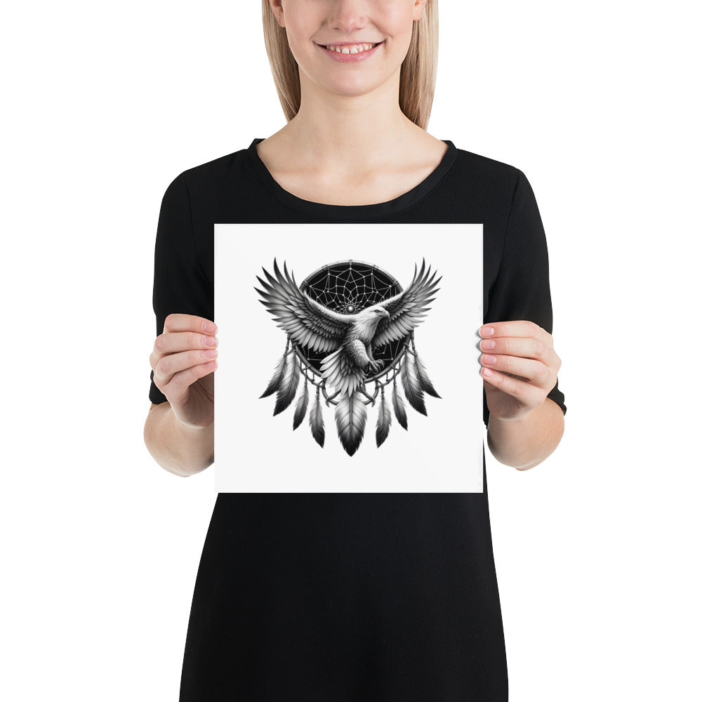 Dreamcatcher Eagle - Framed Poster Realistic Native American Talisman Mythology Graphic Design