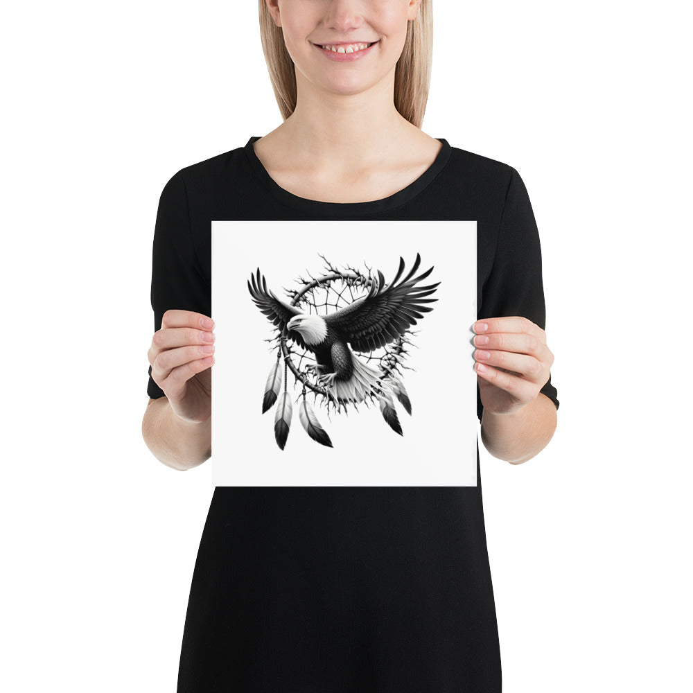 Dreamcatcher Eagle - Framed Poster Realistic Native American Talisman Mythology Graphic Design