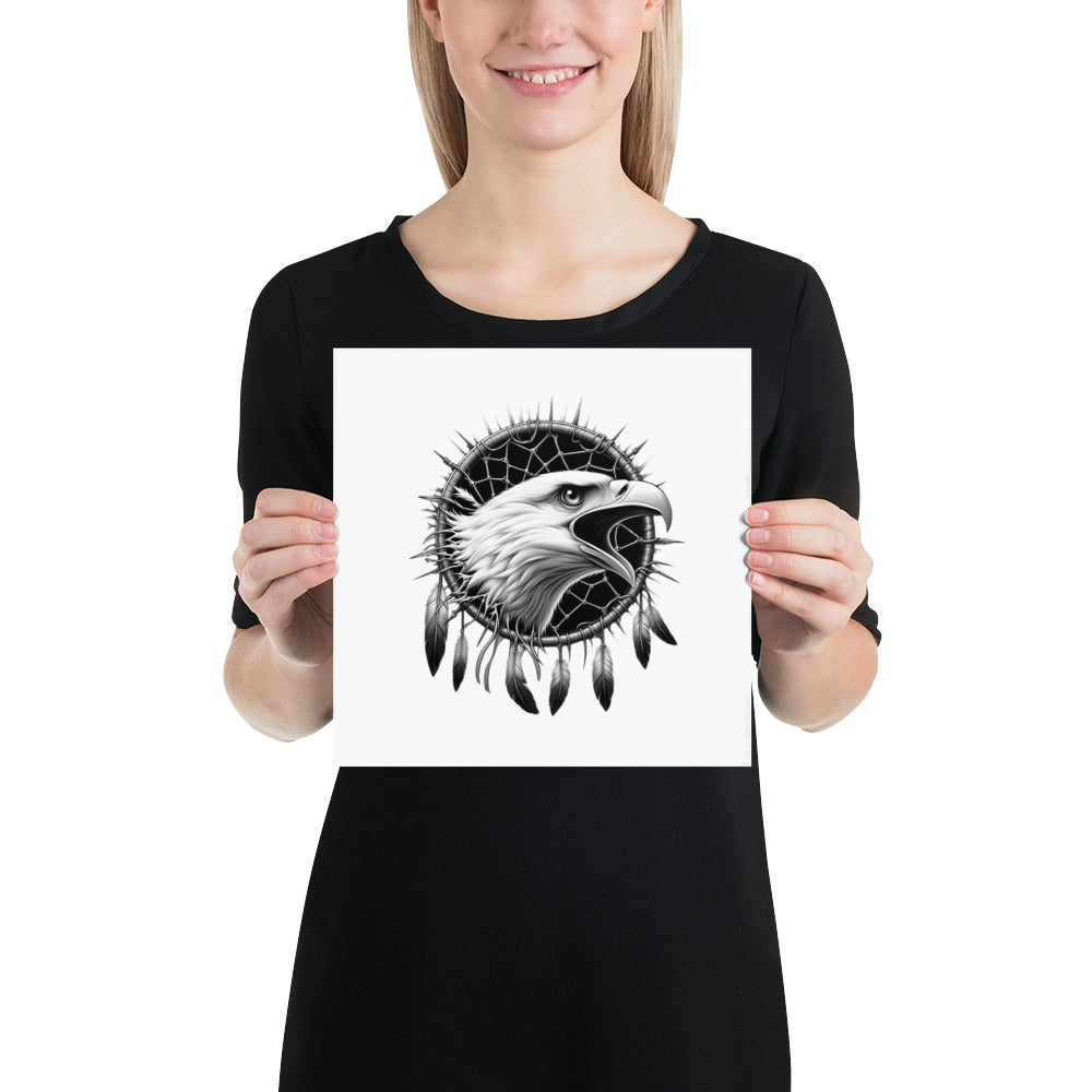 Dreamcatcher Eagle - Framed Poster Realistic Native American Talisman Mythology Graphic Design