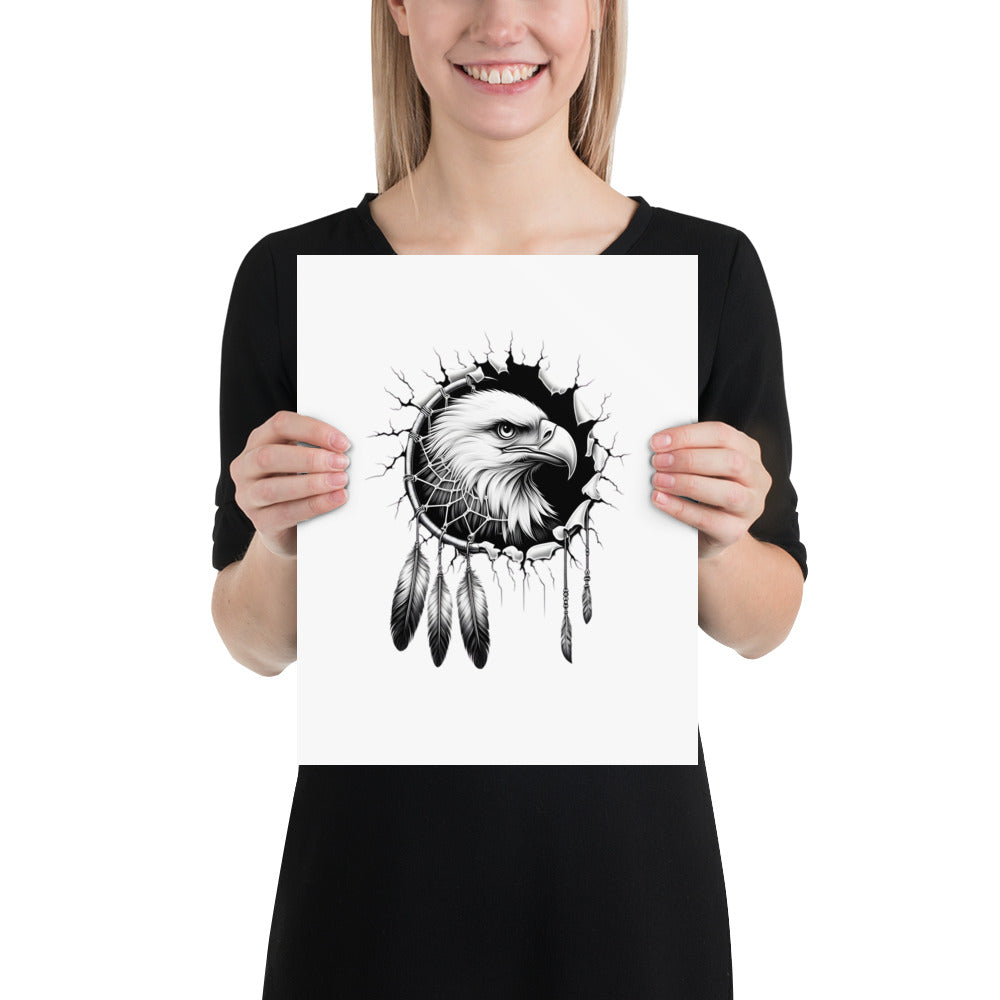 Dreamcatcher Eagle - Framed Poster Realistic Native American Talisman Mythology Graphic Design