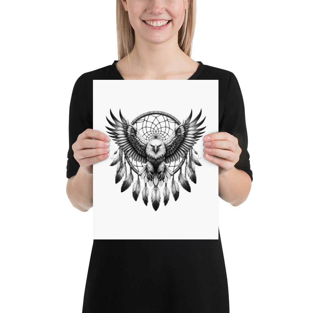 Dreamcatcher Eagle - Framed Poster Realistic Native American Talisman Mythology Graphic Design