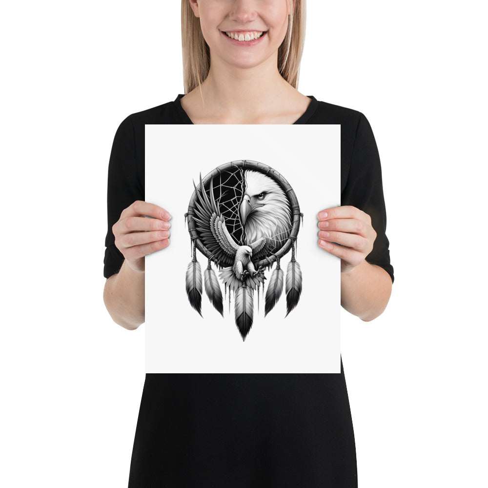 PosteDreamcatcher Eagle - Framed Poster Realistic Native American Talisman Mythology Graphic Designr