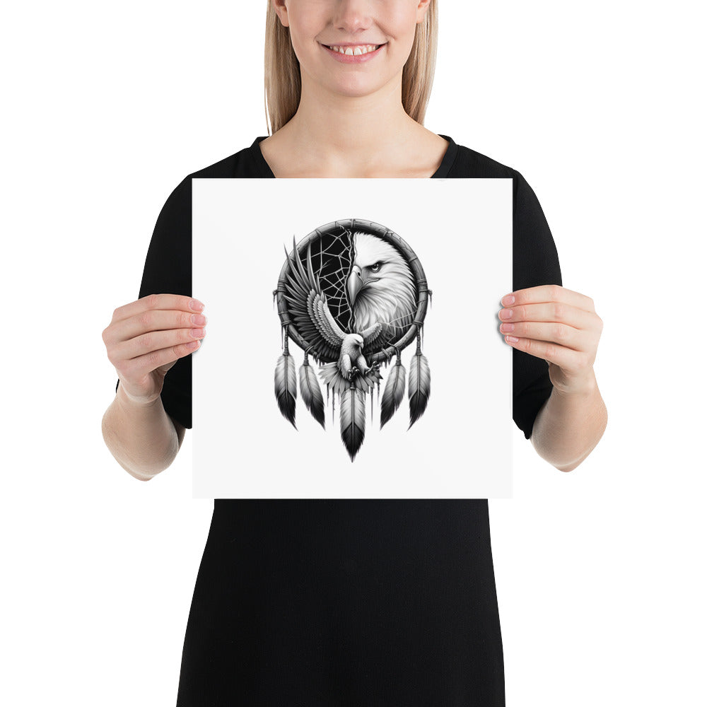 PosteDreamcatcher Eagle - Framed Poster Realistic Native American Talisman Mythology Graphic Designr