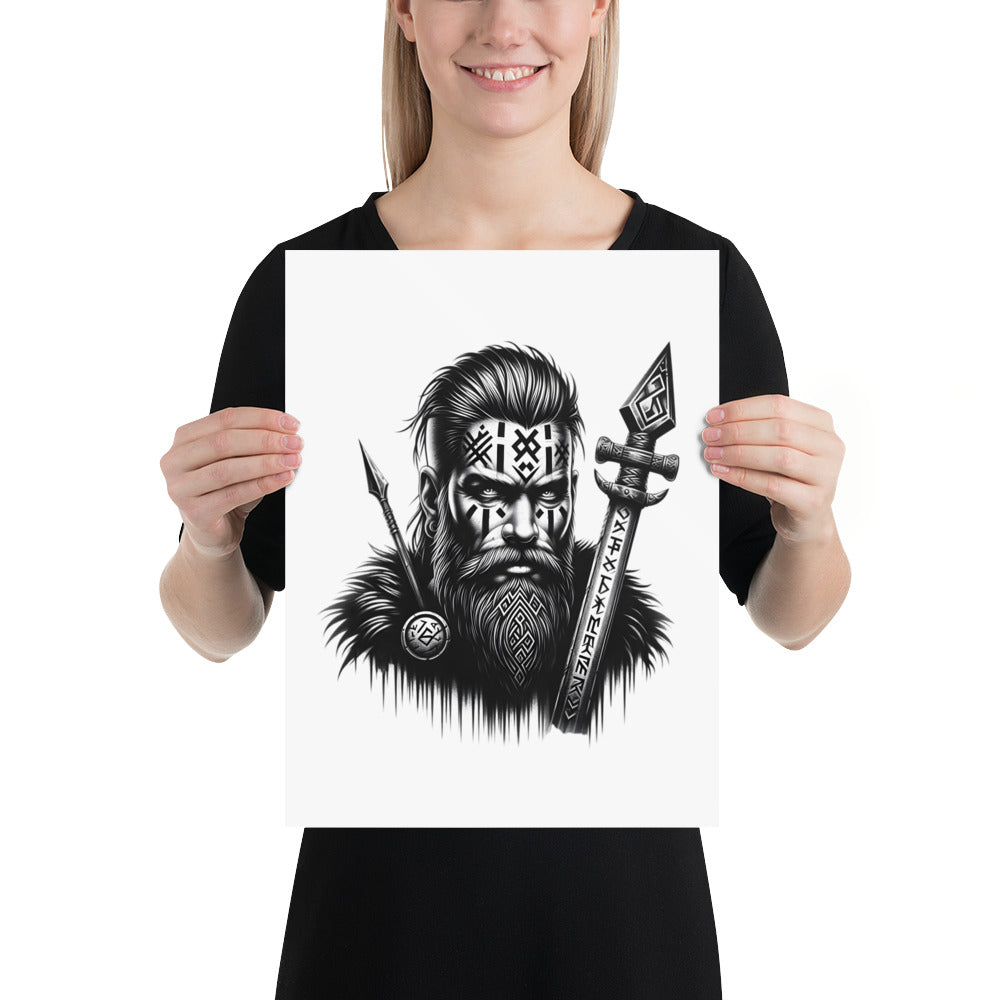 Viking Stoic - Enhanced Matte Framed Poster Talisman Valhalla Design