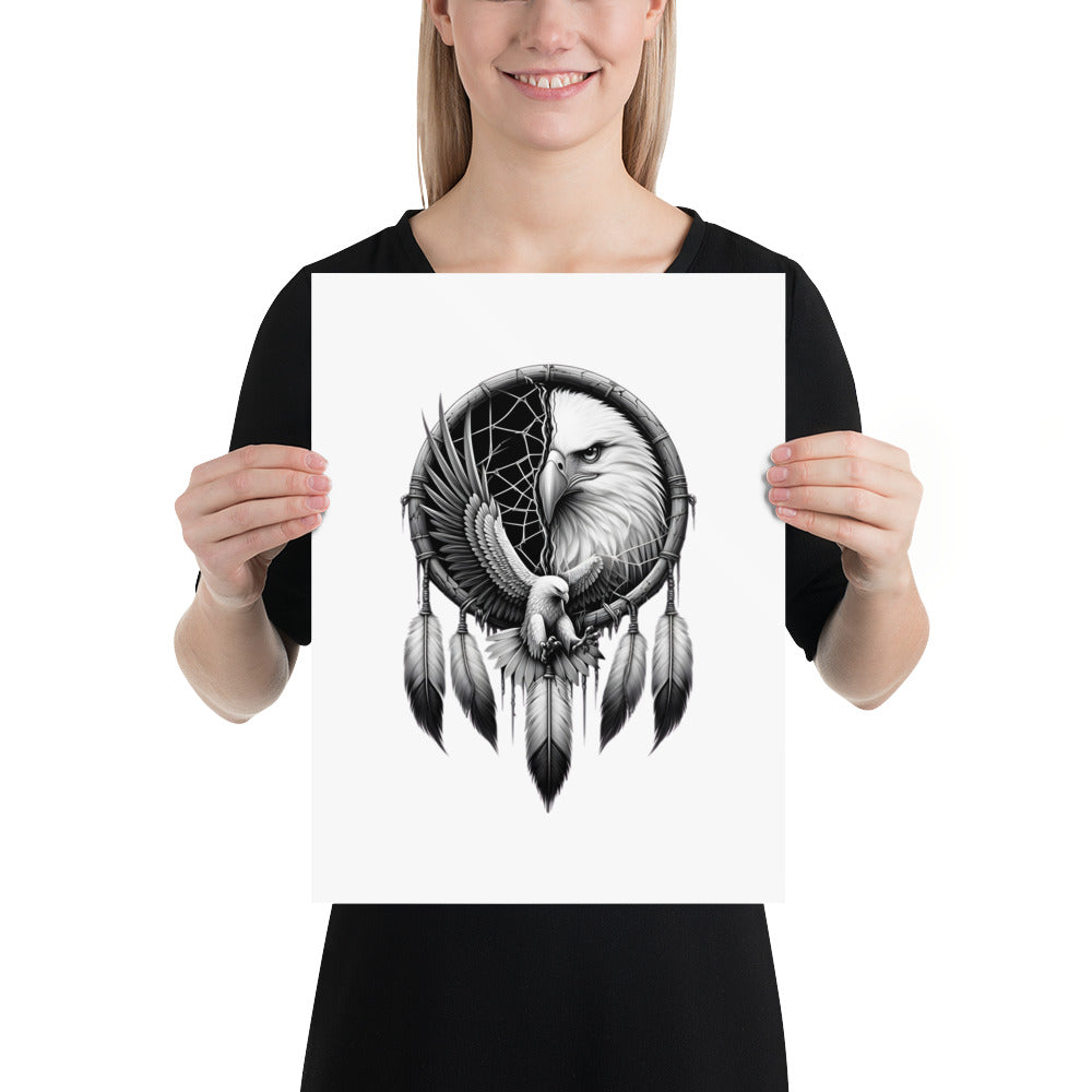 PosteDreamcatcher Eagle - Framed Poster Realistic Native American Talisman Mythology Graphic Designr