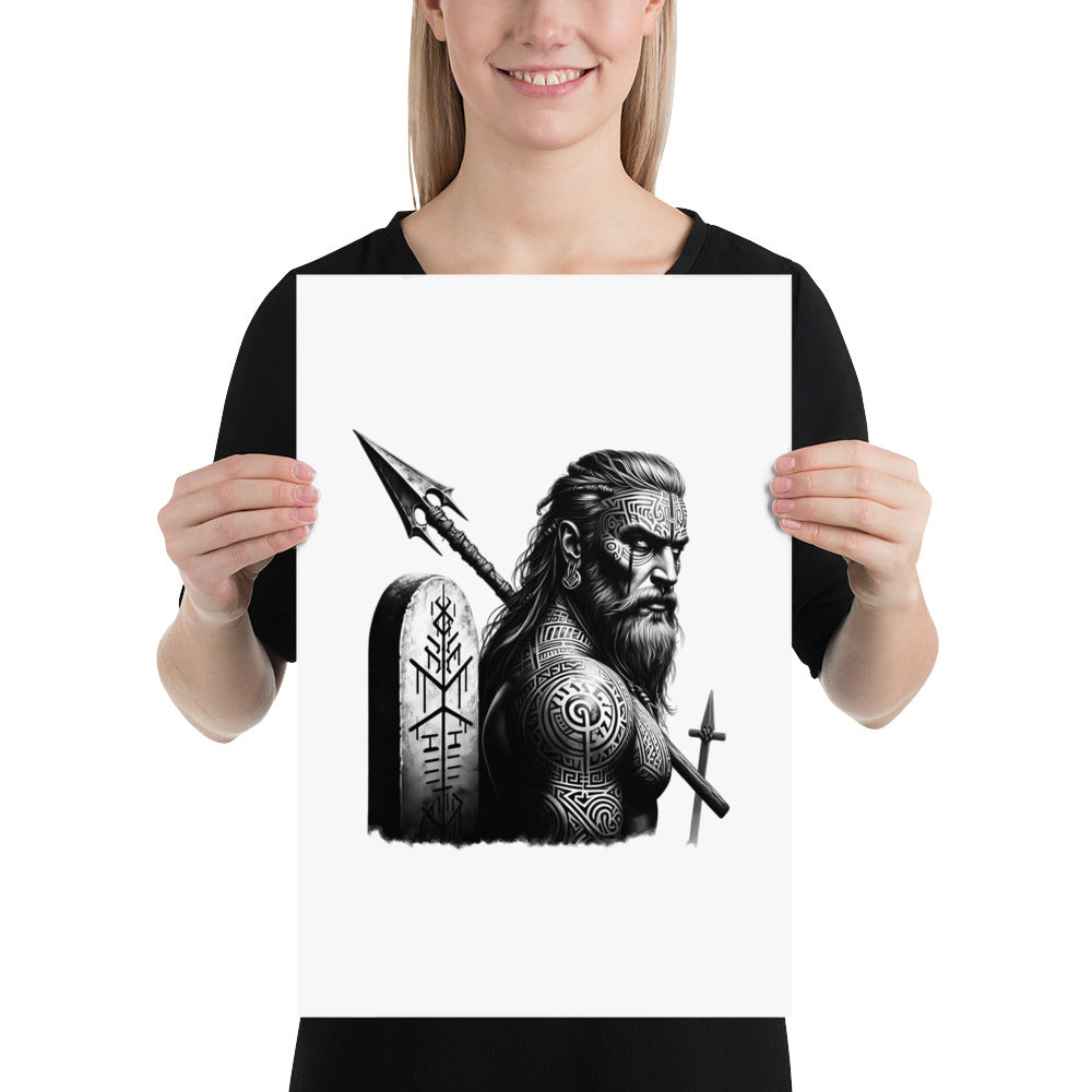 Viking Heroism - Enhanced Matte Framed Poster Talisman Valhalla Design