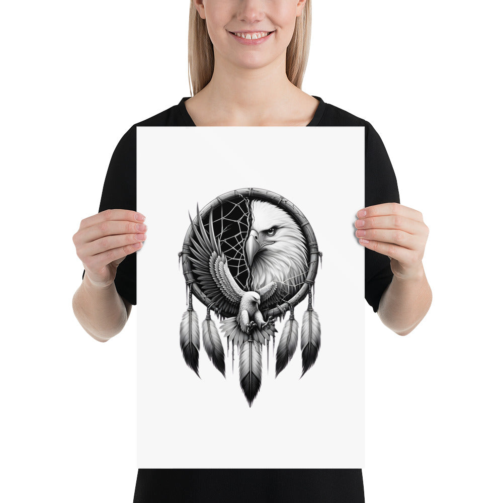 PosteDreamcatcher Eagle - Framed Poster Realistic Native American Talisman Mythology Graphic Designr