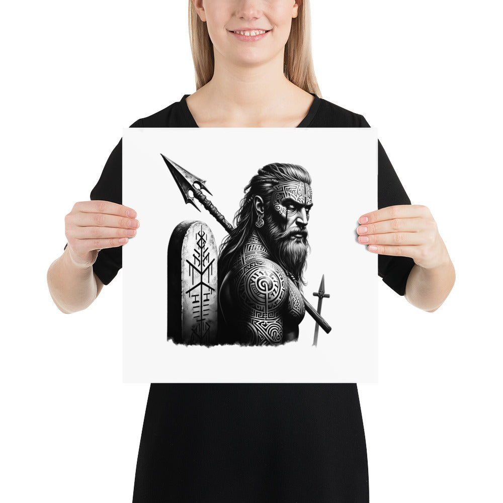 Viking Heroism - Enhanced Matte Framed Poster Talisman Valhalla Design