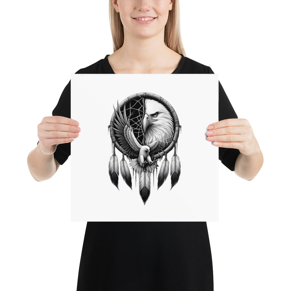 PosteDreamcatcher Eagle - Framed Poster Realistic Native American Talisman Mythology Graphic Designr