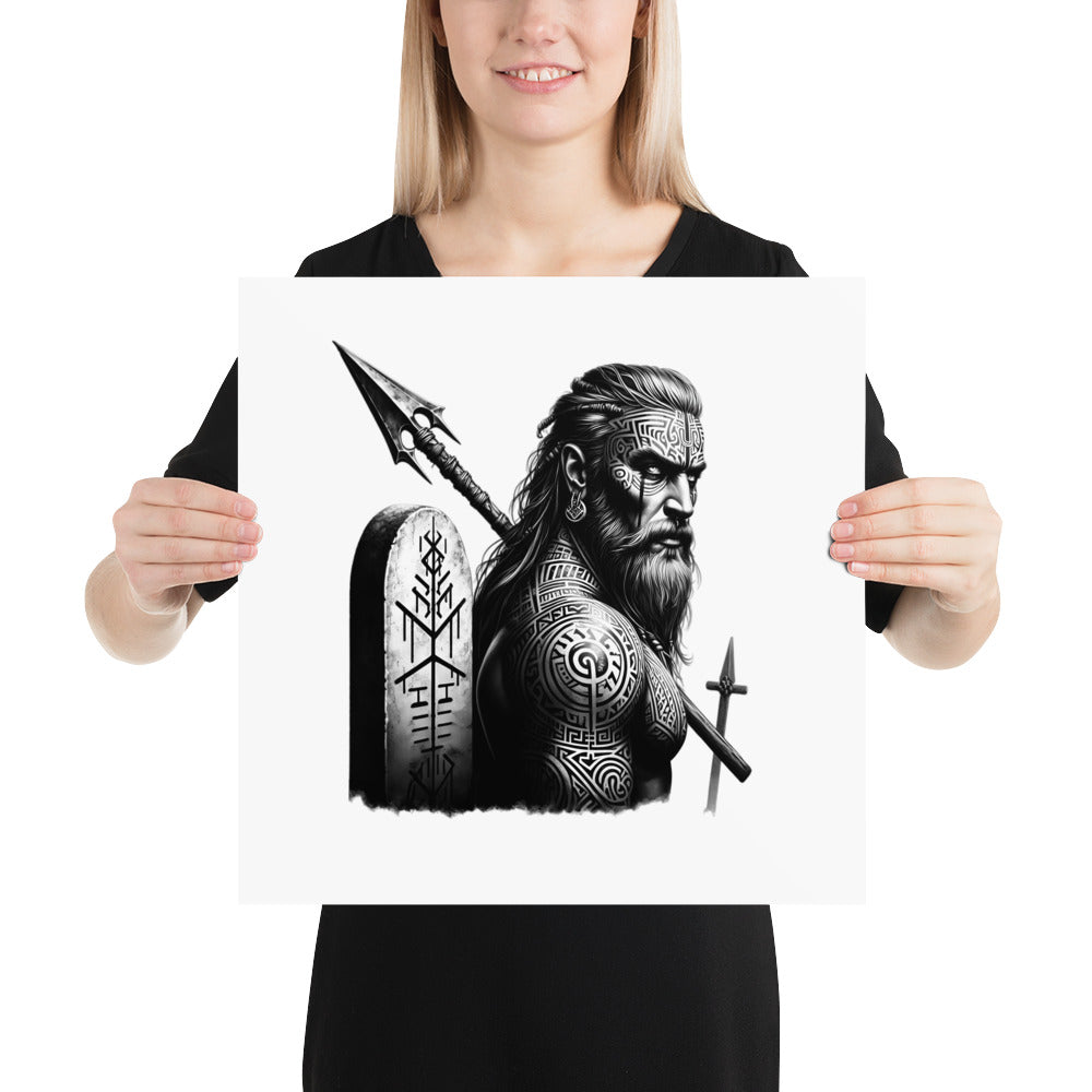 Viking Heroism - Enhanced Matte Framed Poster Talisman Valhalla Design