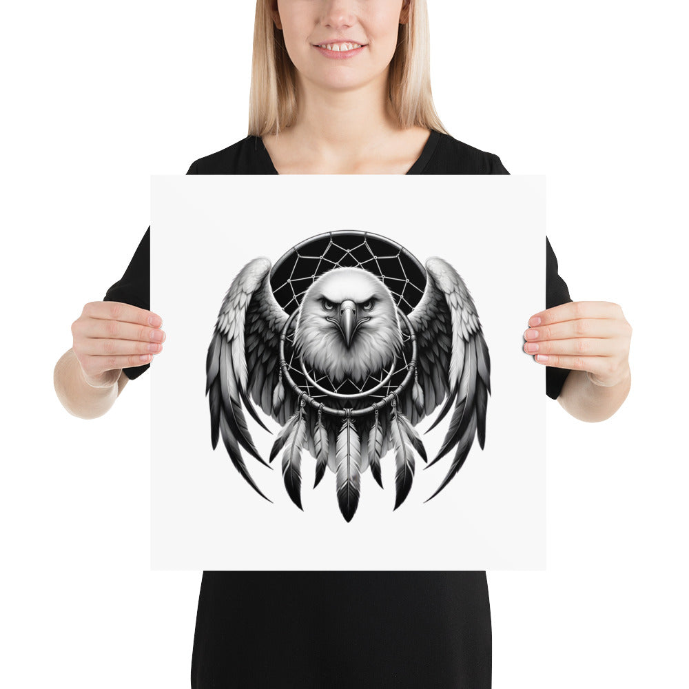 Dreamcatcher Eagle - Framed Poster Realistic Native American Talisman Mythology Graphic Design