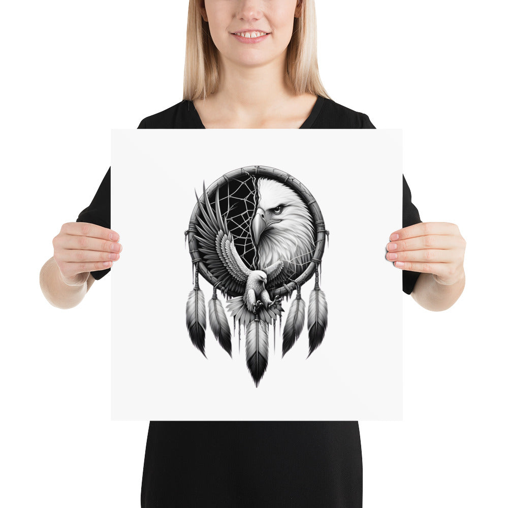 PosteDreamcatcher Eagle - Framed Poster Realistic Native American Talisman Mythology Graphic Designr