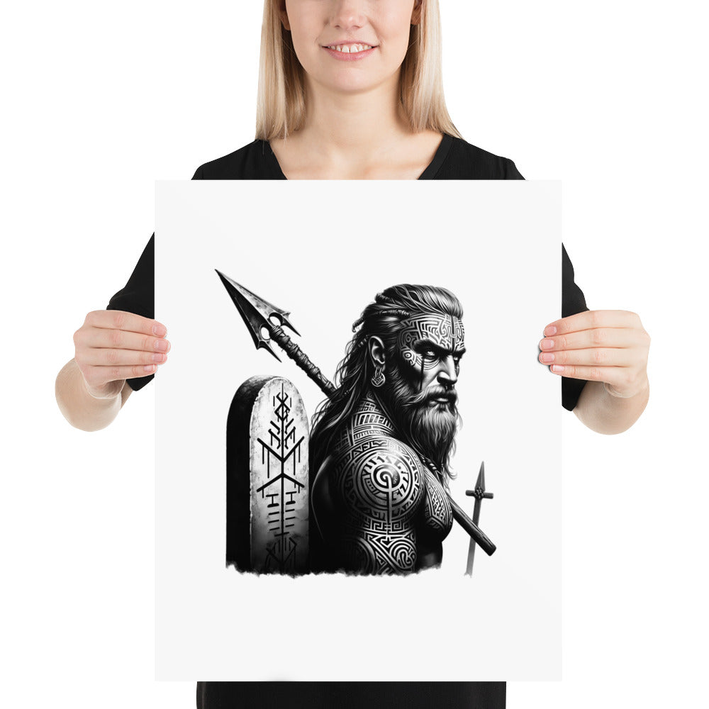 Viking Heroism - Enhanced Matte Framed Poster Talisman Valhalla Design