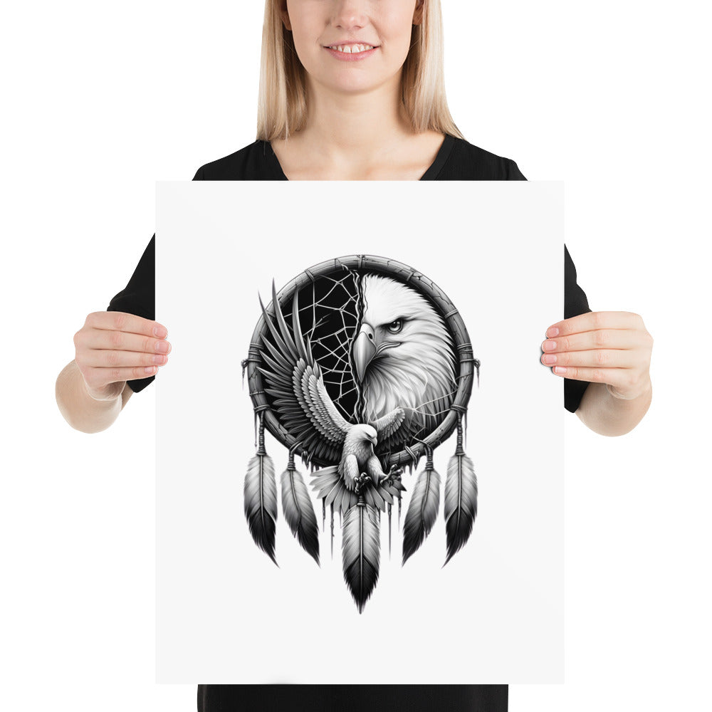 PosteDreamcatcher Eagle - Framed Poster Realistic Native American Talisman Mythology Graphic Designr